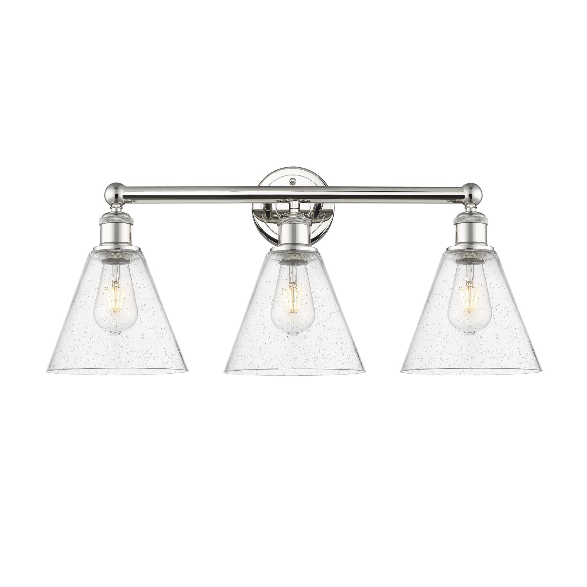 Shown in Polished Nickel finish and Seedy glass