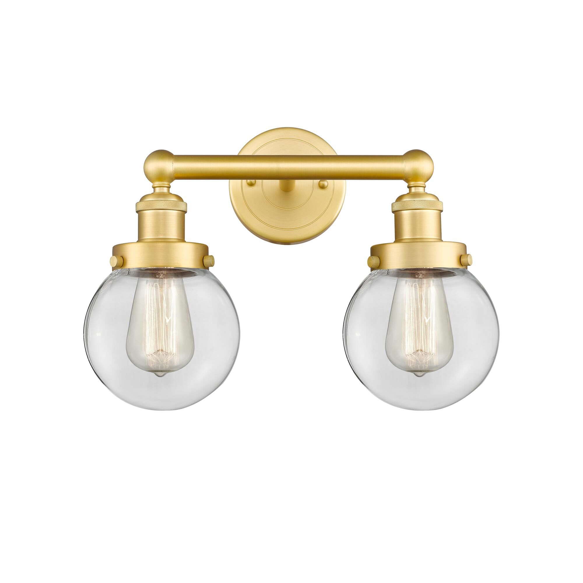 Shown in Satin Gold finish and Clear glass