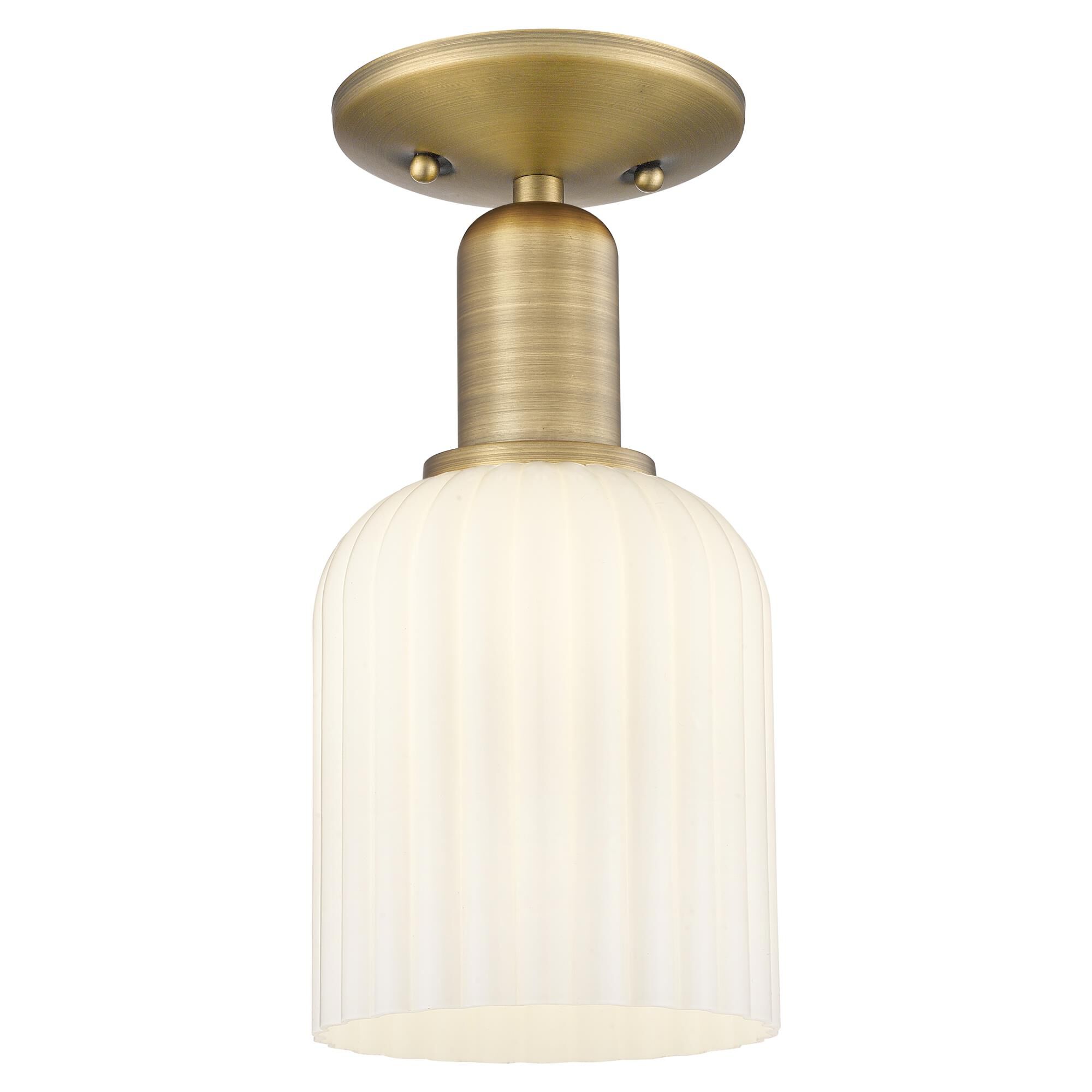 Shown in Brushed Brass finish and Gloss White glass