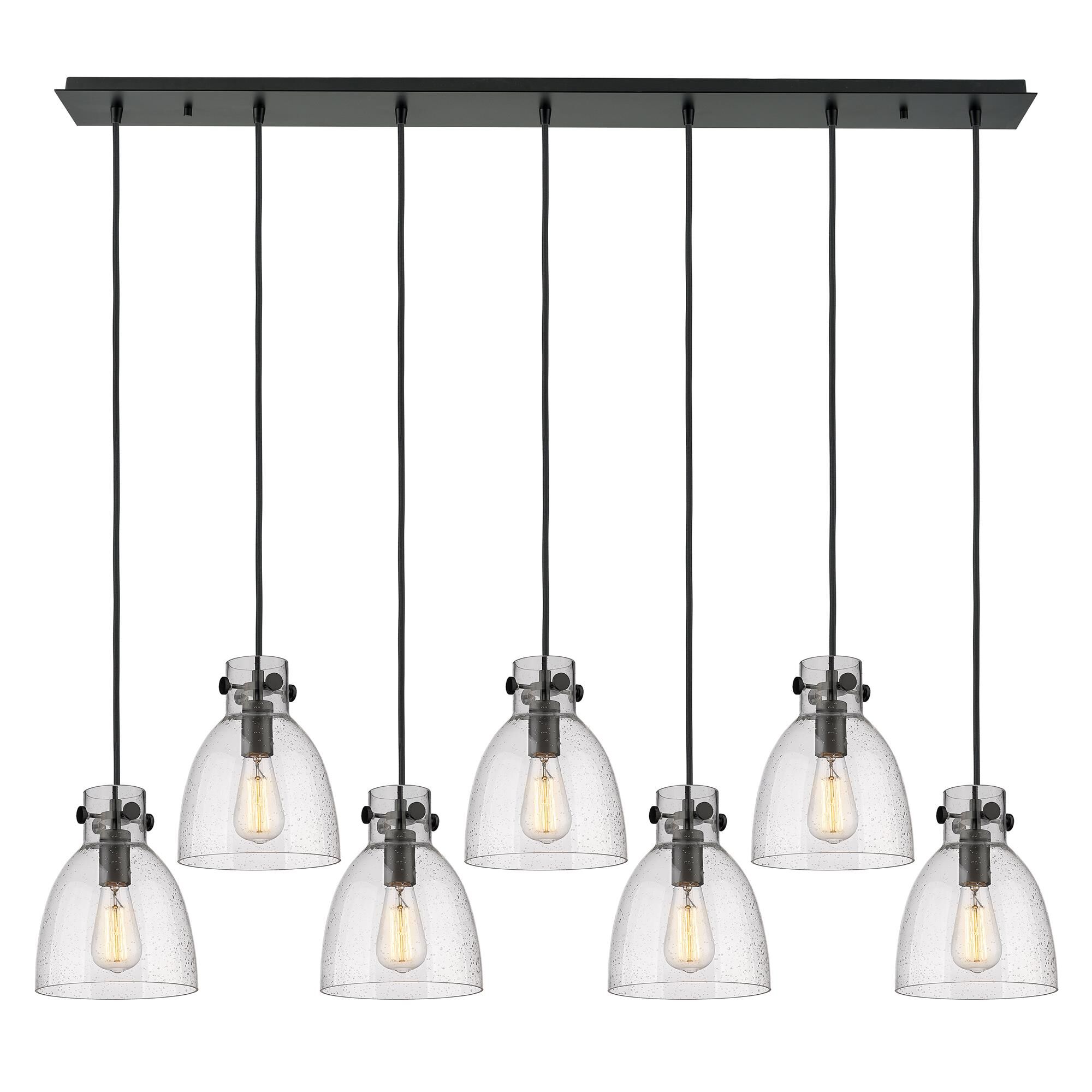 Shown in Matte Black finish and Seedy glass and Seedy Glass shade
