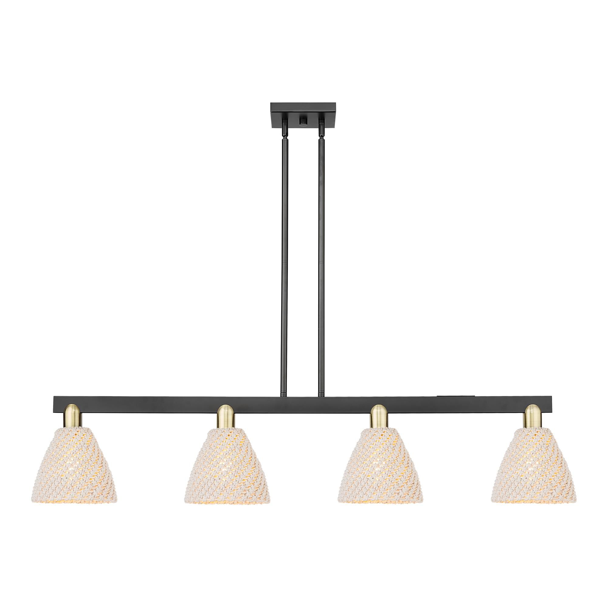 Shown in Black Antique Brass finish and Natural shade