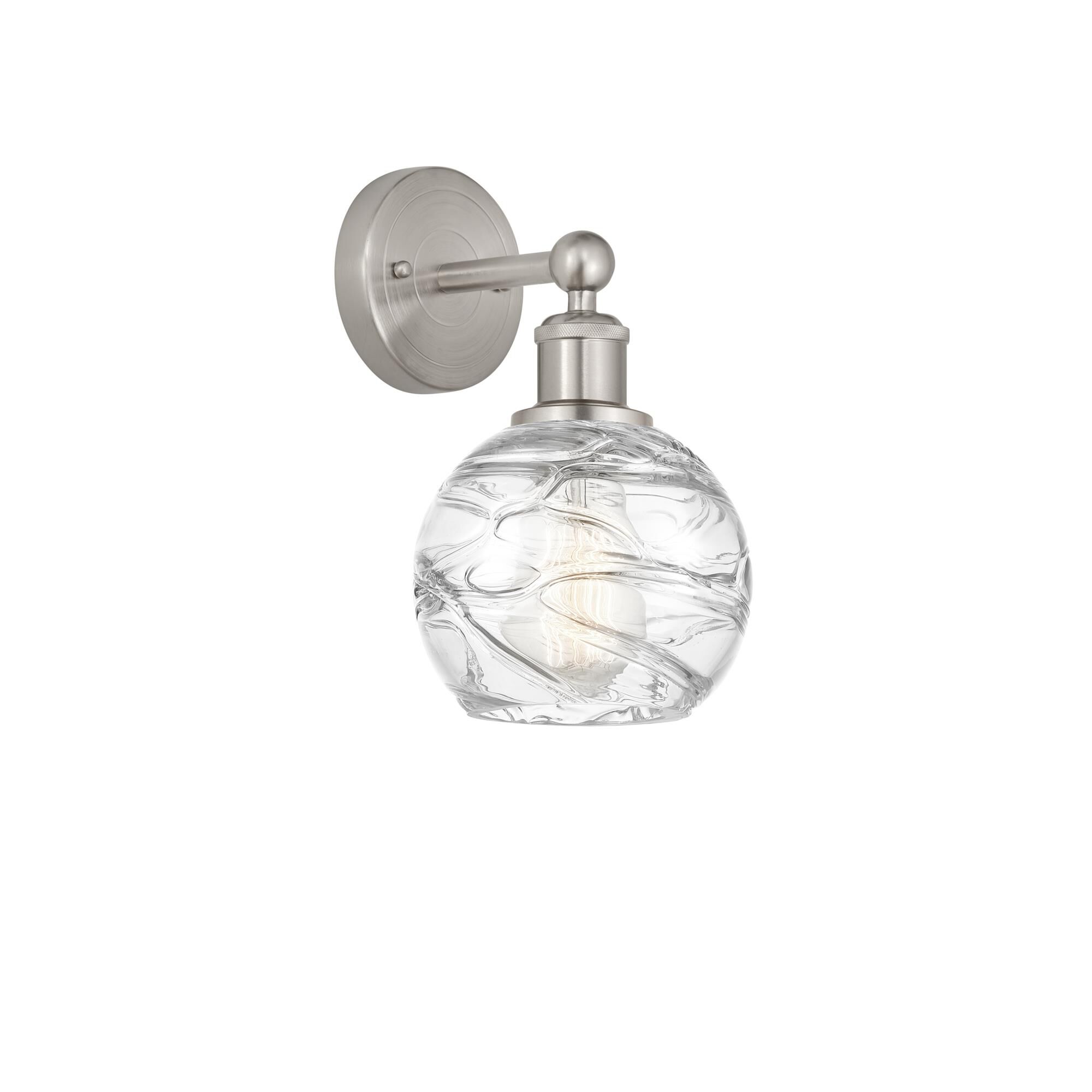 Shown in Brushed Satin Nickel, Clear Deco Swirl finish and Clear Deco Swirl glass and Clear Deco Swirl Glass shade