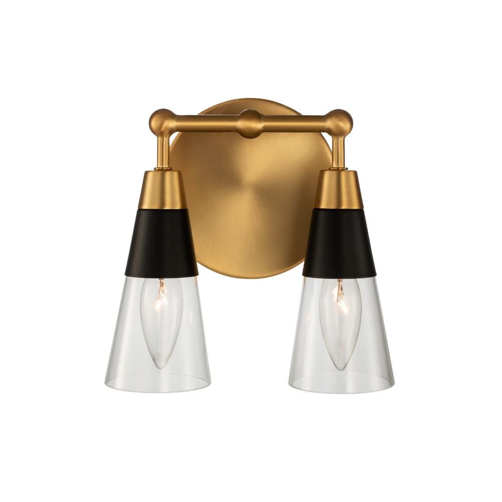 Shown in Matte Black W New Brass finish and Clear glass