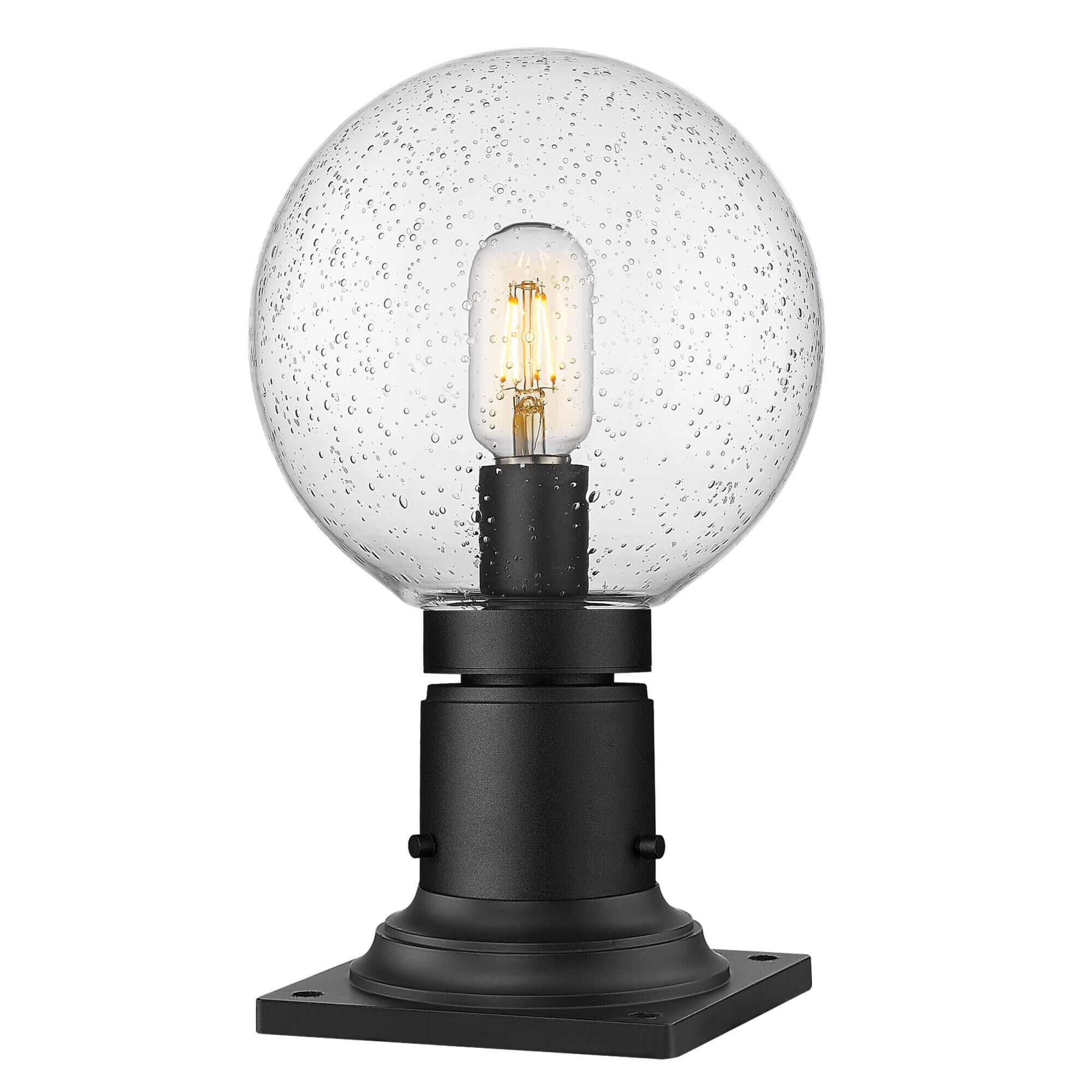 Shown in Matte Black finish and Clear Seedy glass