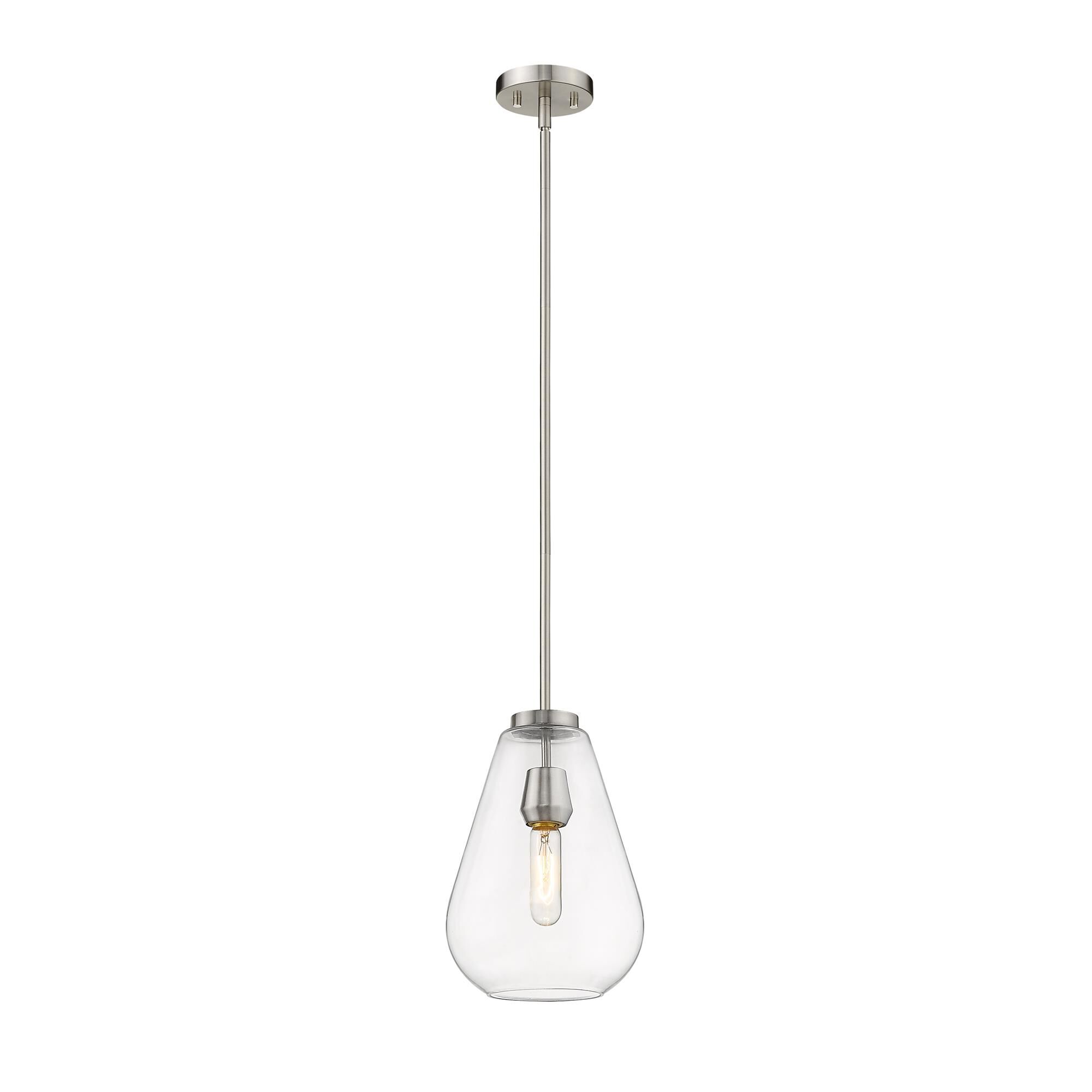 Shown in Brushed Nickel finish and Glass shade