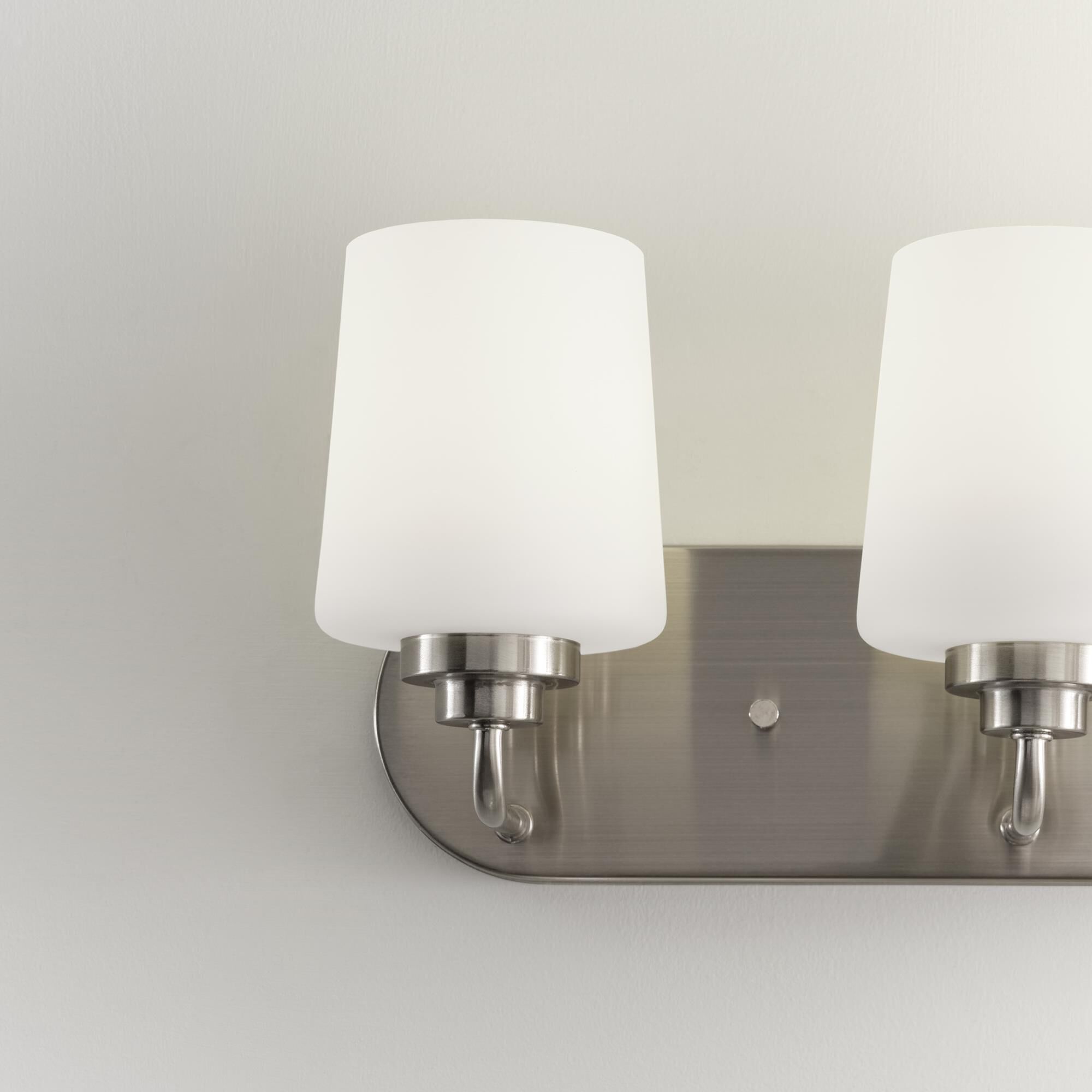 Shown in Brushed Nickel finish and Etched with White Inside glass