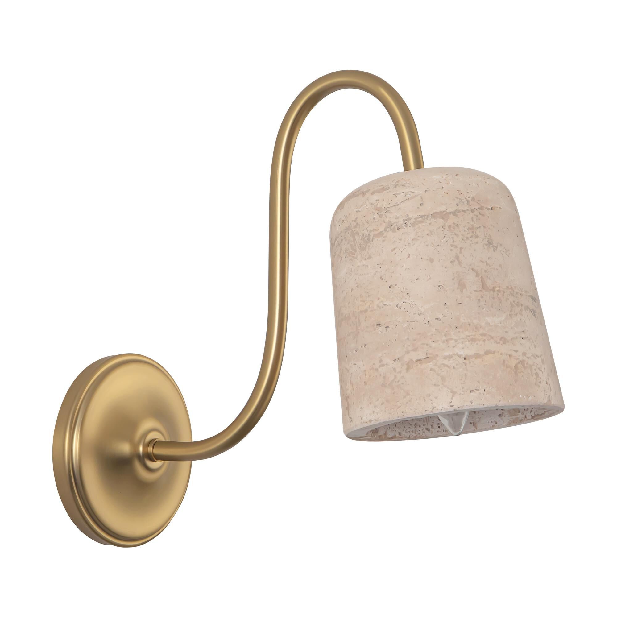 Shown in Brushed Gold and Travertine finish and Stone shade