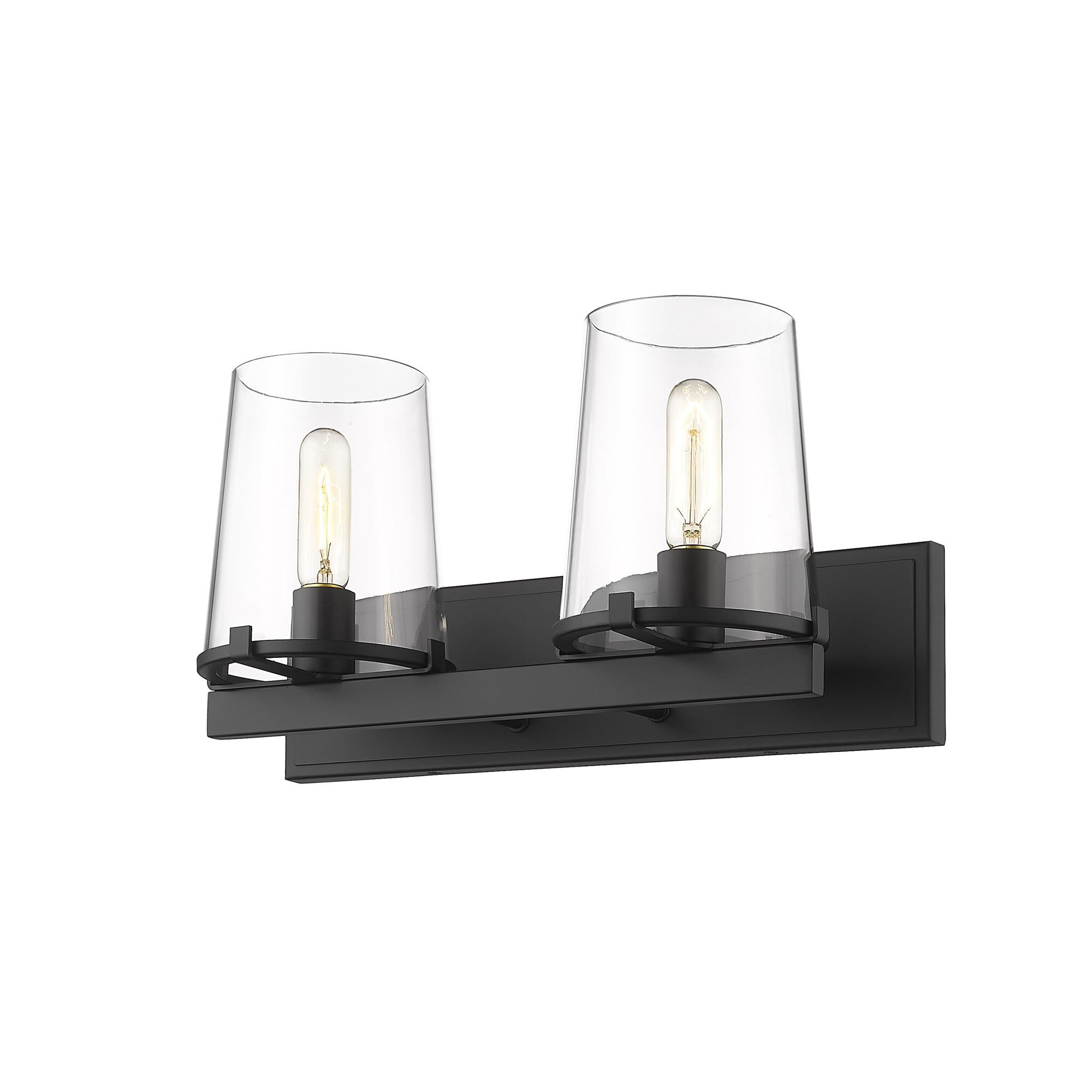 Shown in Matte Black finish and Glass shade