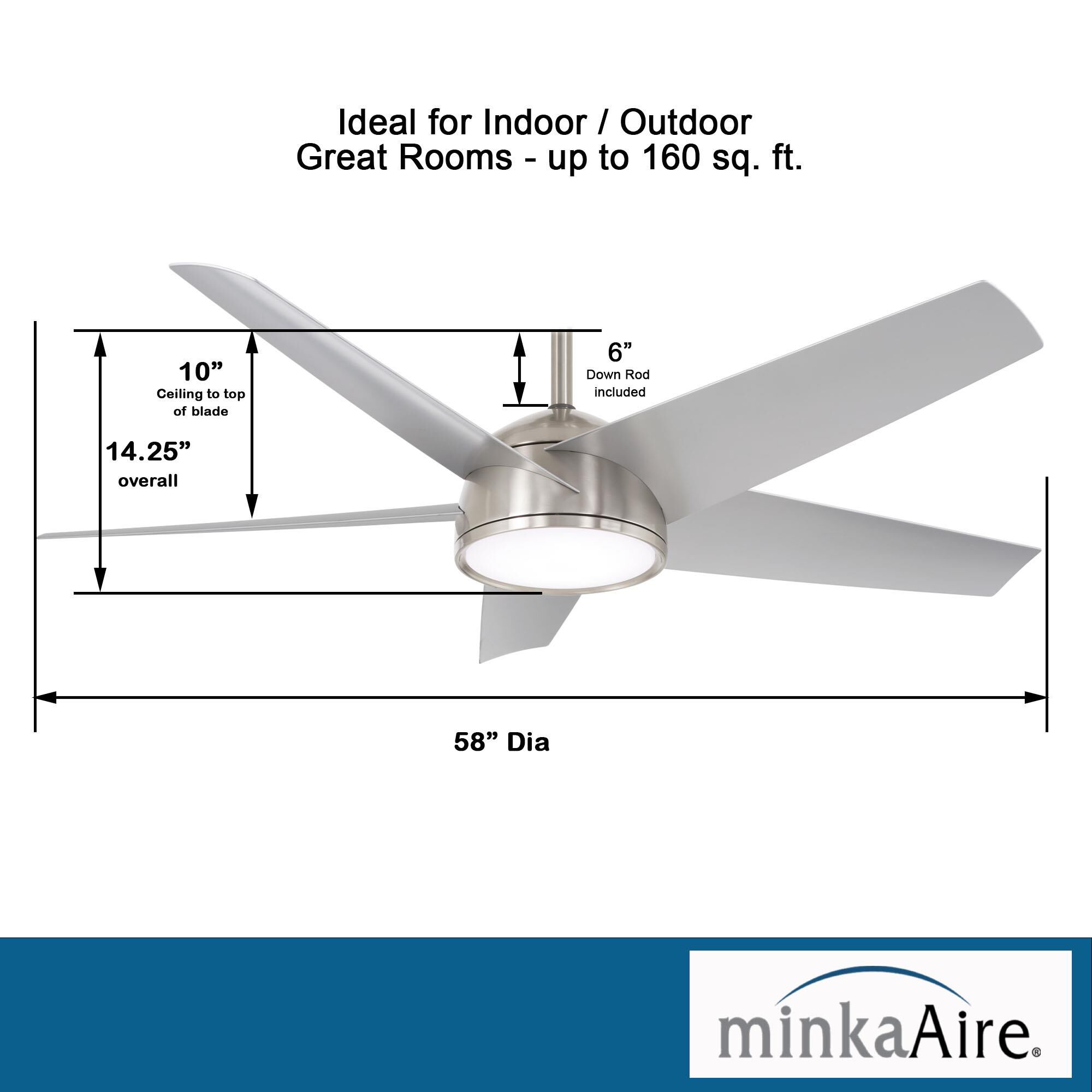 Chubby Outdoor Rated 58 Inch Ceiling Fan with Light Kit by Minka Aire