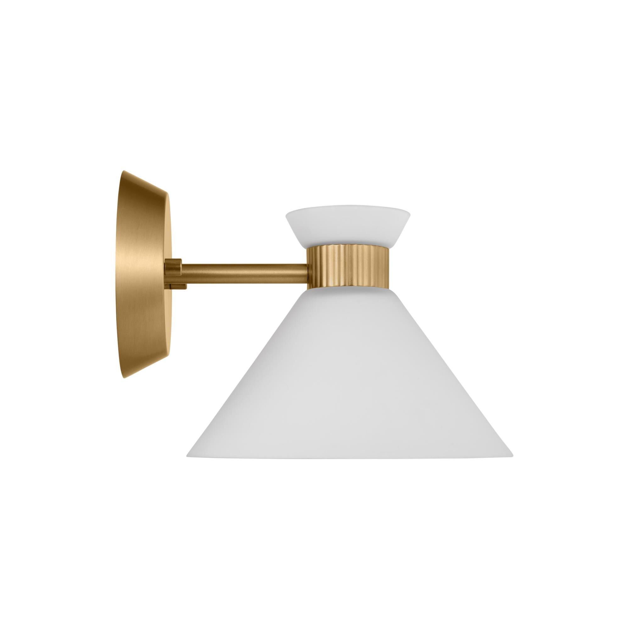 Shown in Satin Brass finish and Etched White Glass s shade