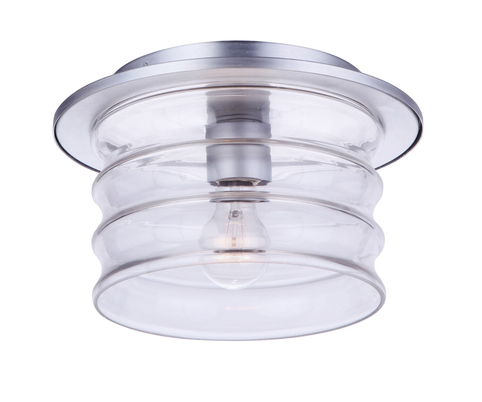 Shown in Satin Aluminum finish and Clear glass and Glass shade