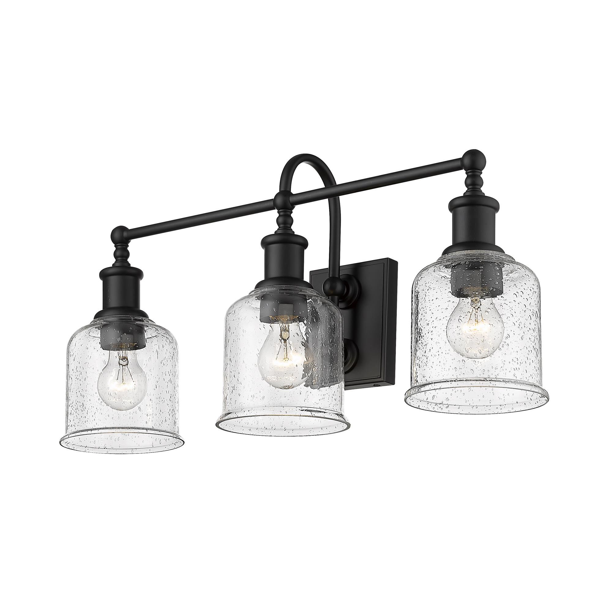 Shown in Matte Black finish and Glass shade