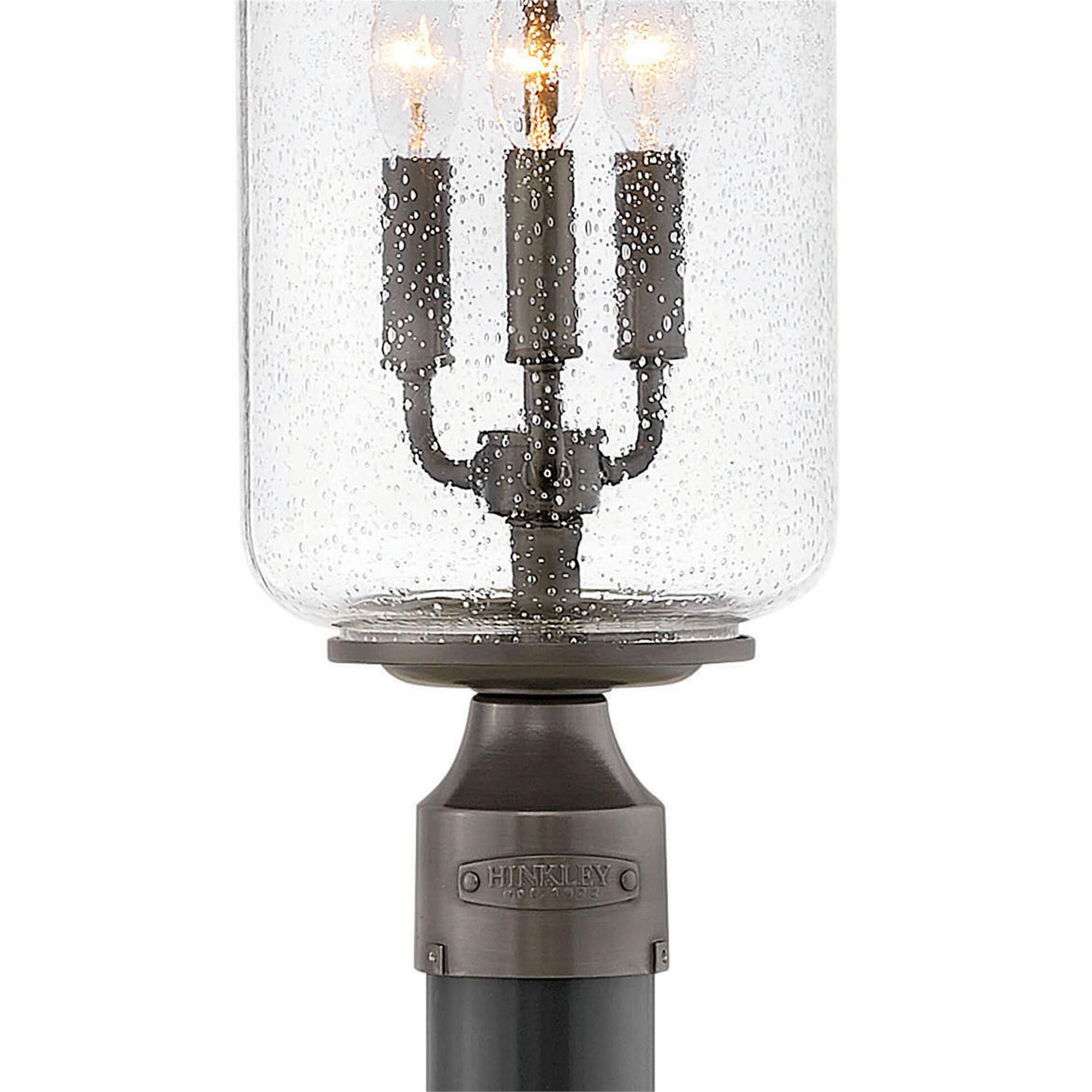 Shown in Oil Rubbed Bronze finish and Clear Seedy glass