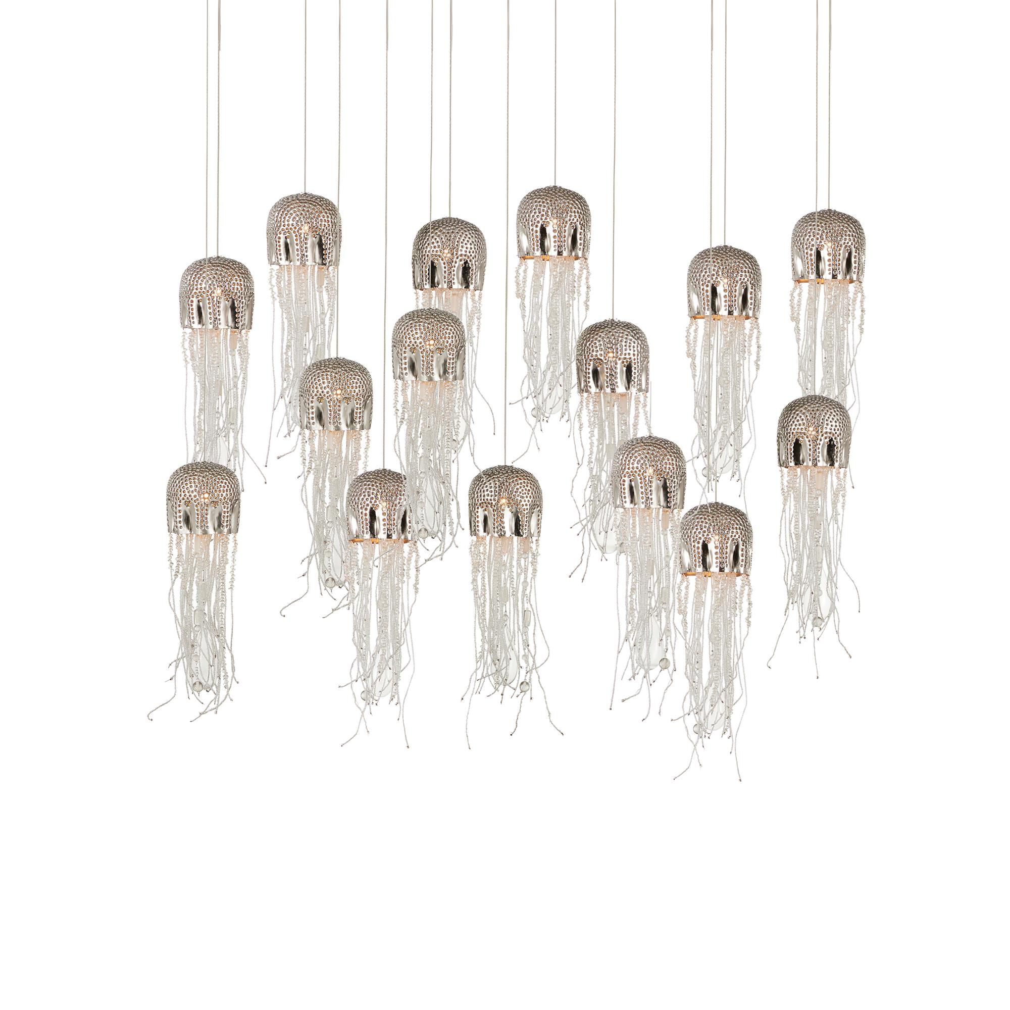 Shown in Nickel/Silver finish and Nickel/Steel/Glass shade