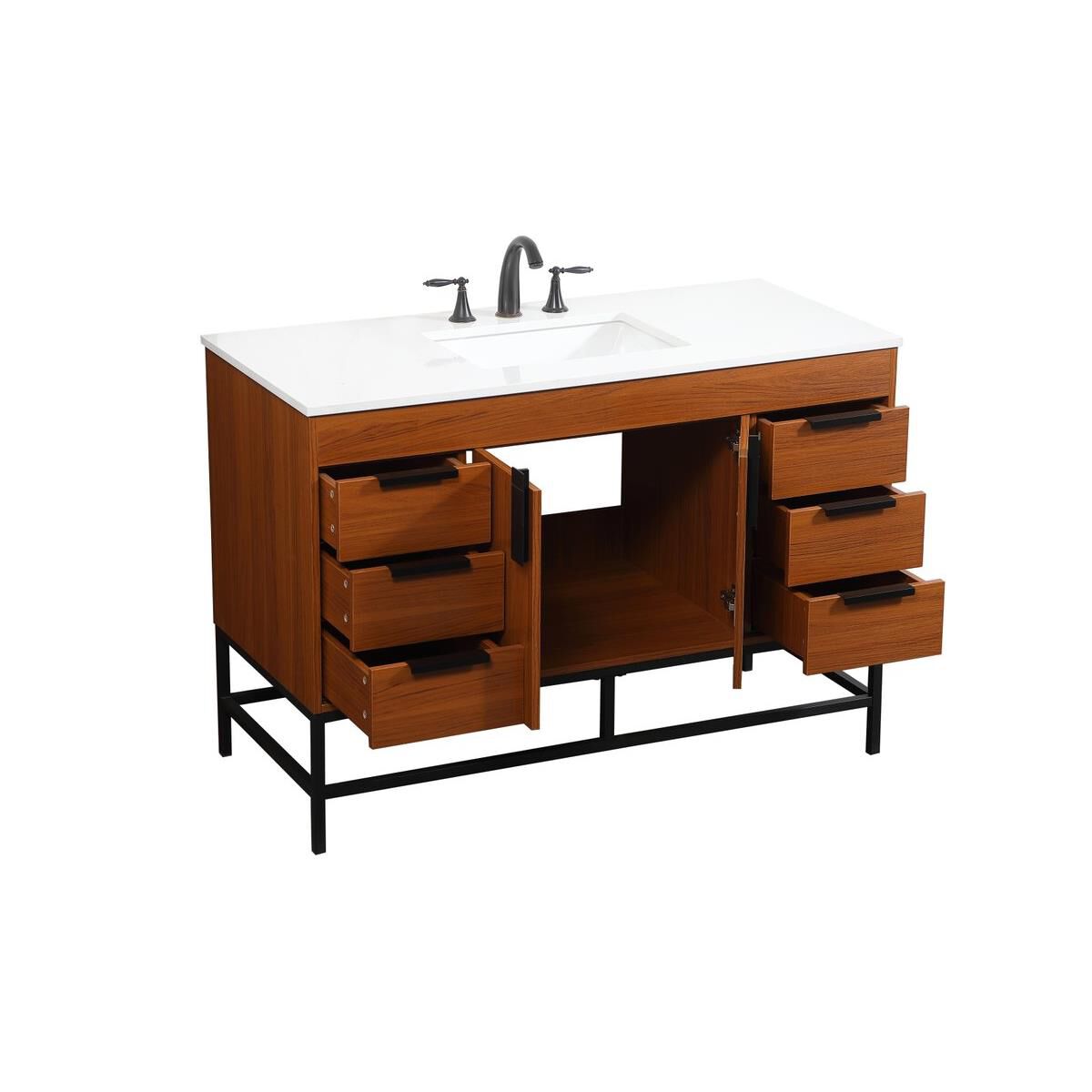 Shown in Teak finish and Without Backsplash accent