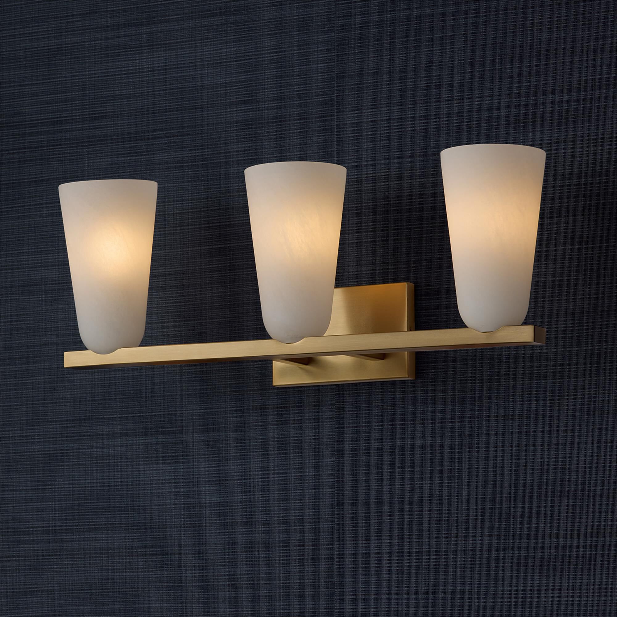 Shown in Matte Brass finish and Faux Alabaster glass