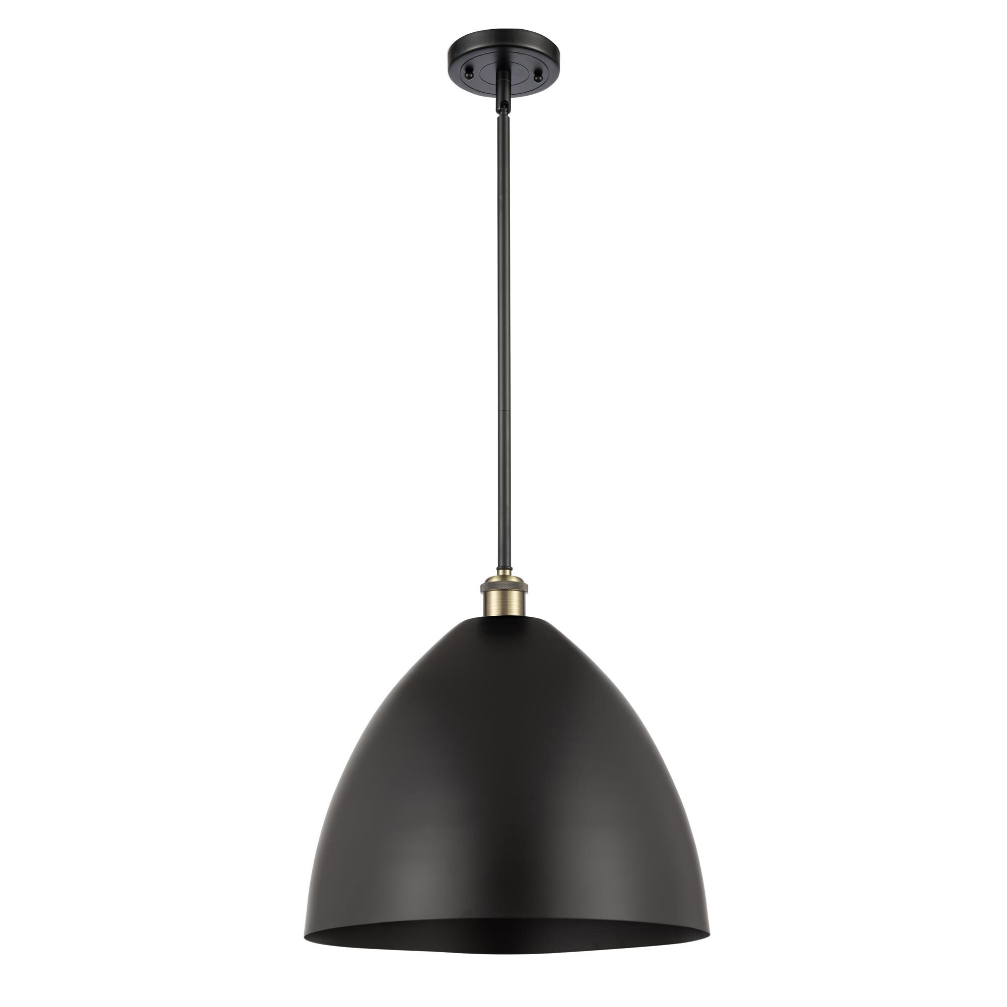 Shown in Black Antique Brass finish and Matte Black Ballston Dome shade