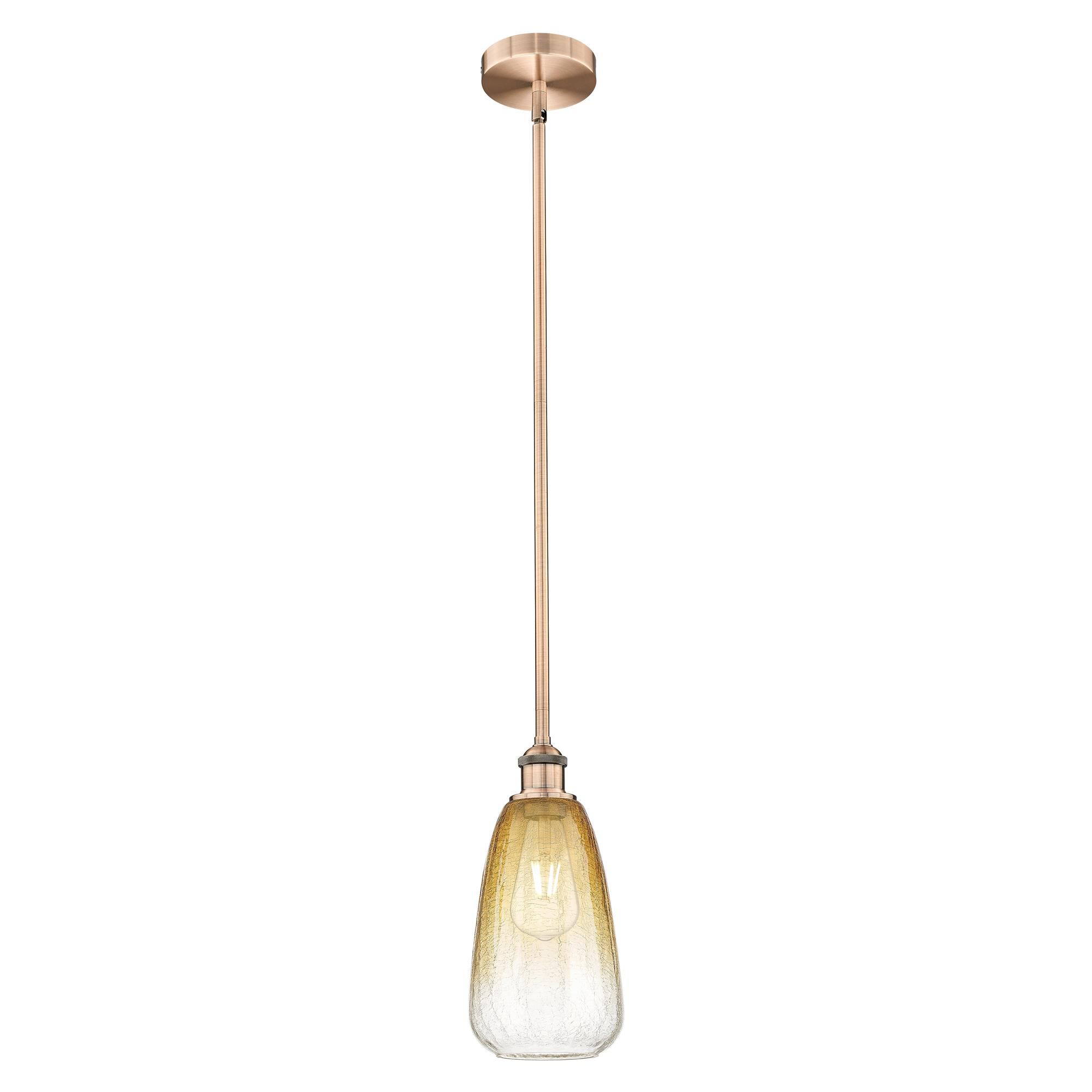 Shown in Antique Copper finish and Amber glass