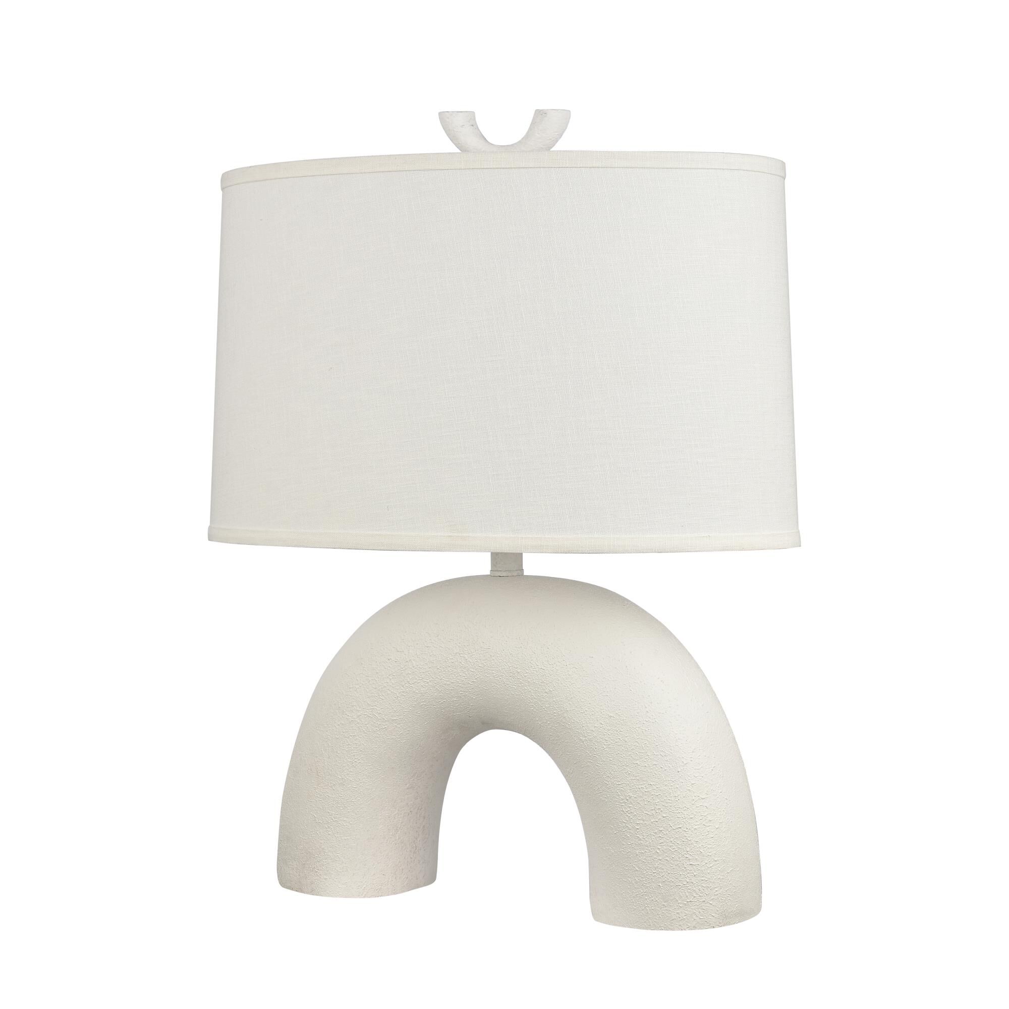 Shown in Dry White finish and White Linen Oval Shade glass and White Linen Oval shade