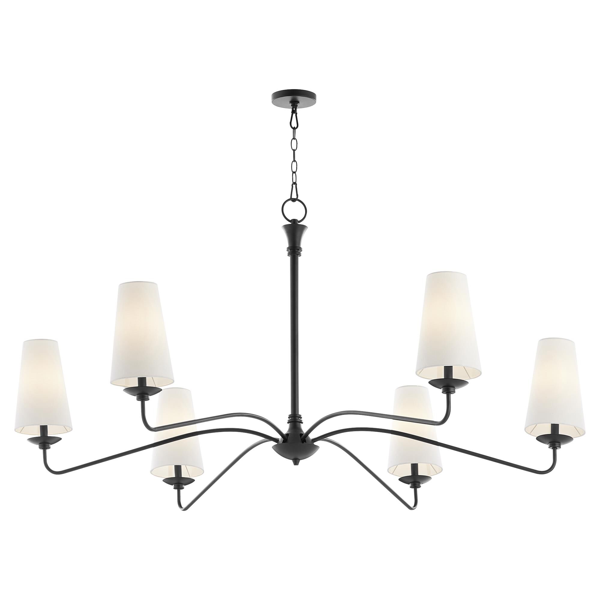 Shown in Matte Black finish and White Linen shade