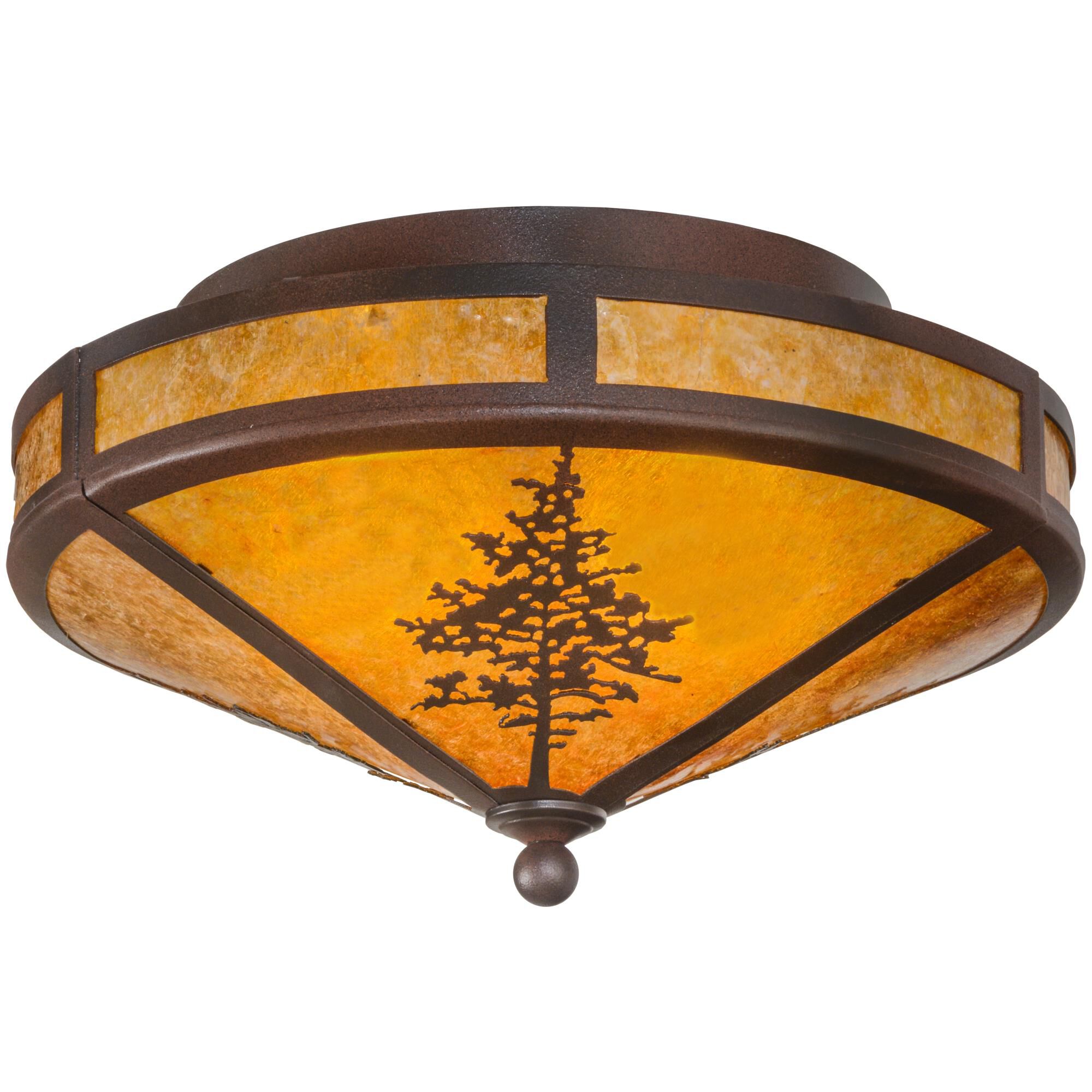 Shown in Rust Finish;Wrought Iron finish and Amber Mica glass
