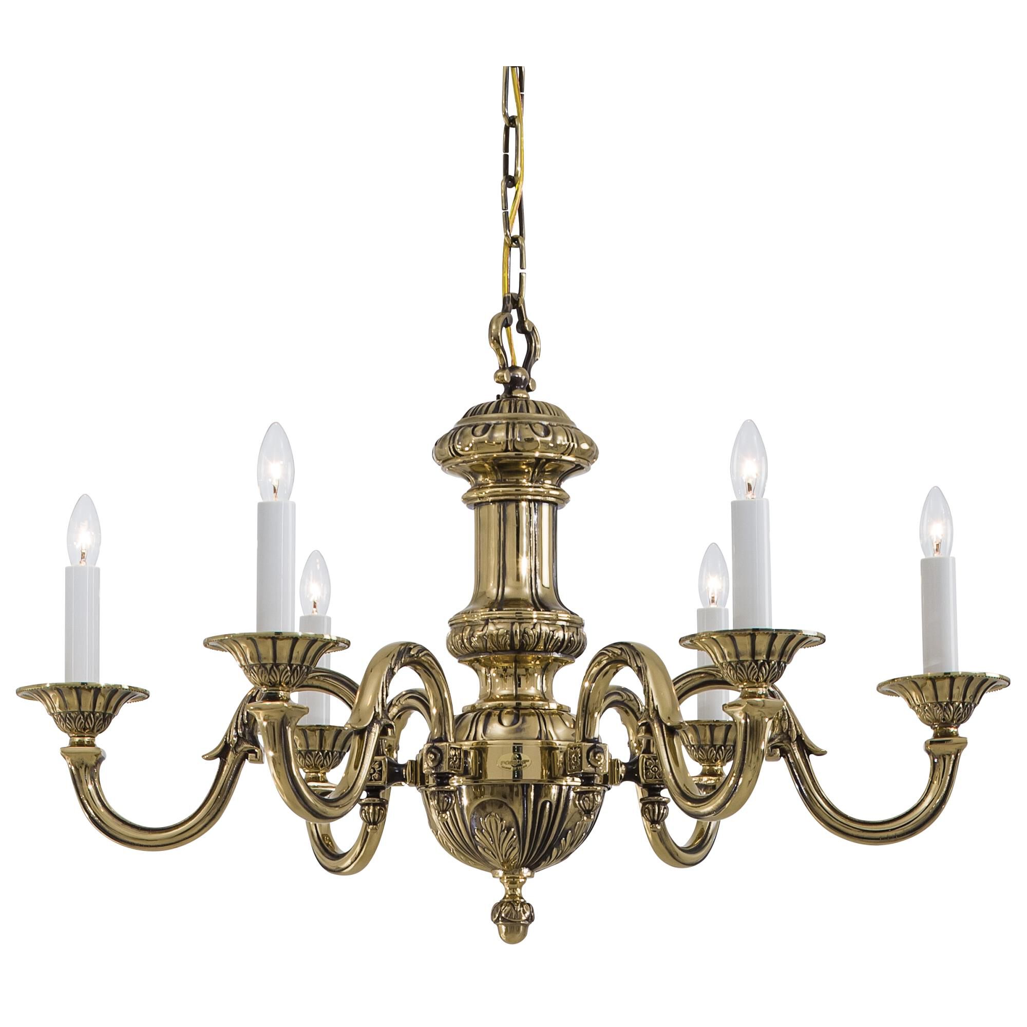 Cast Brass 29 Inch 6 Light Chandelier by Metropolitan Lighting