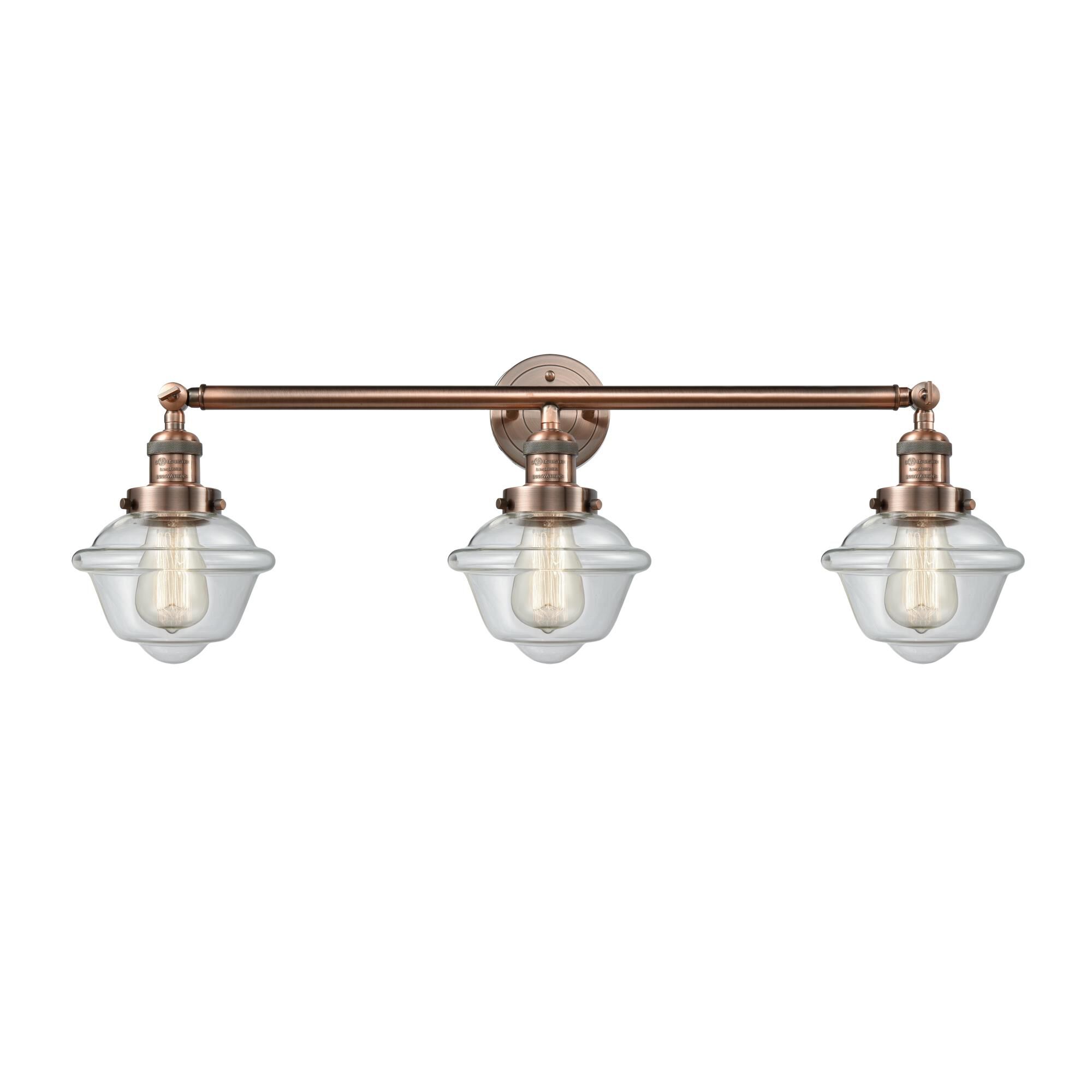 Shown in Antique Copper finish and Clear Small Oxford glass