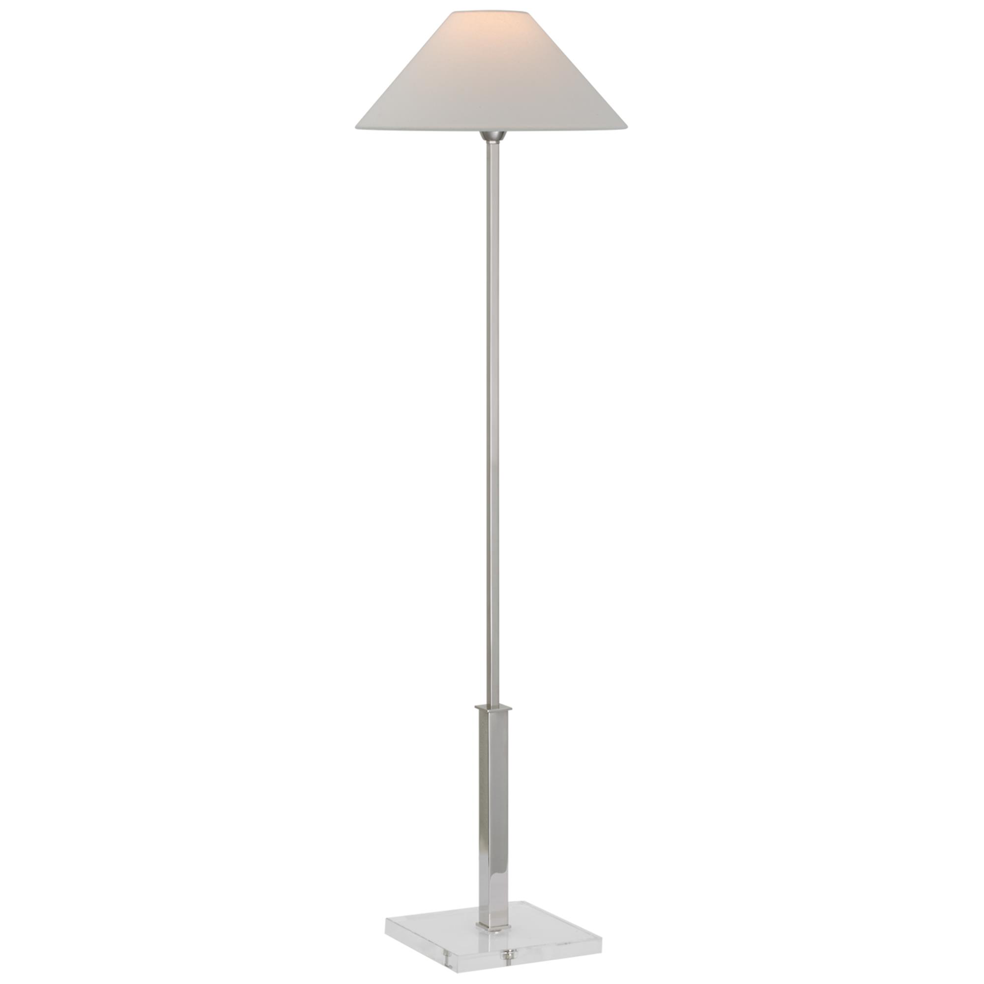Shown in Polished Nickel And Crystal finish and Linen shade