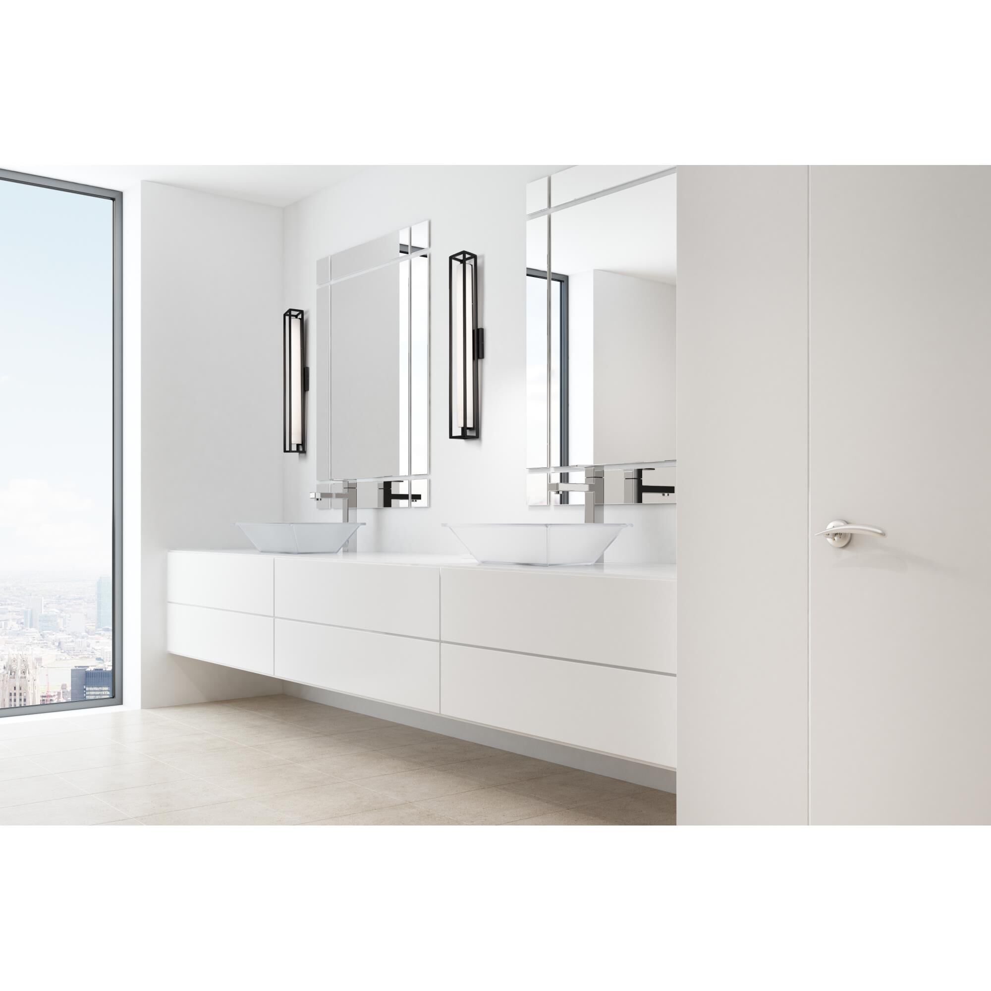 Shown in Black finish and White glass