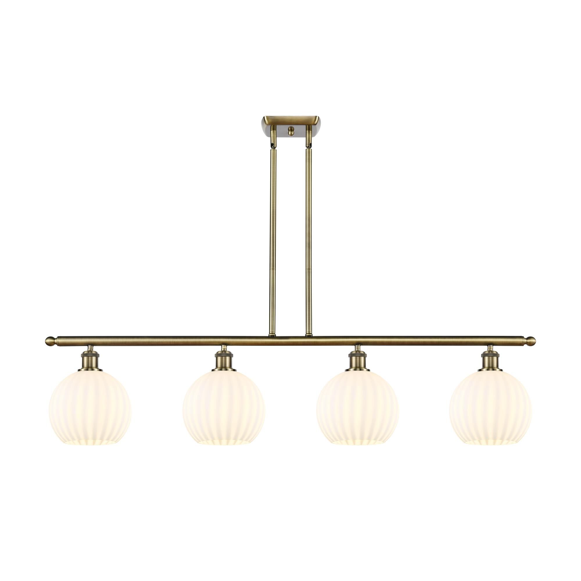 Shown in Antique Brass finish and White Venetian glass