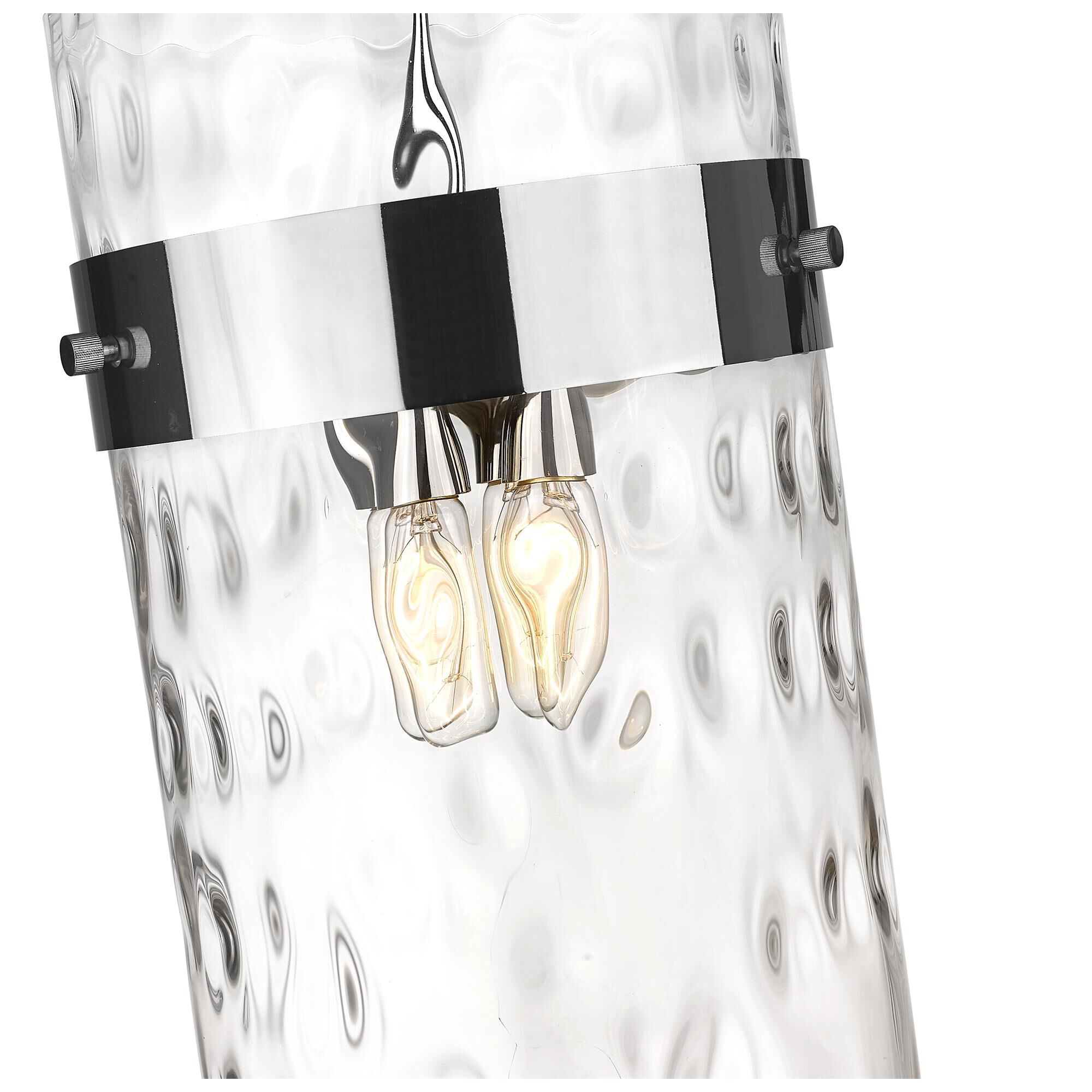 Shown in Polished Nickel finish and Glass shade