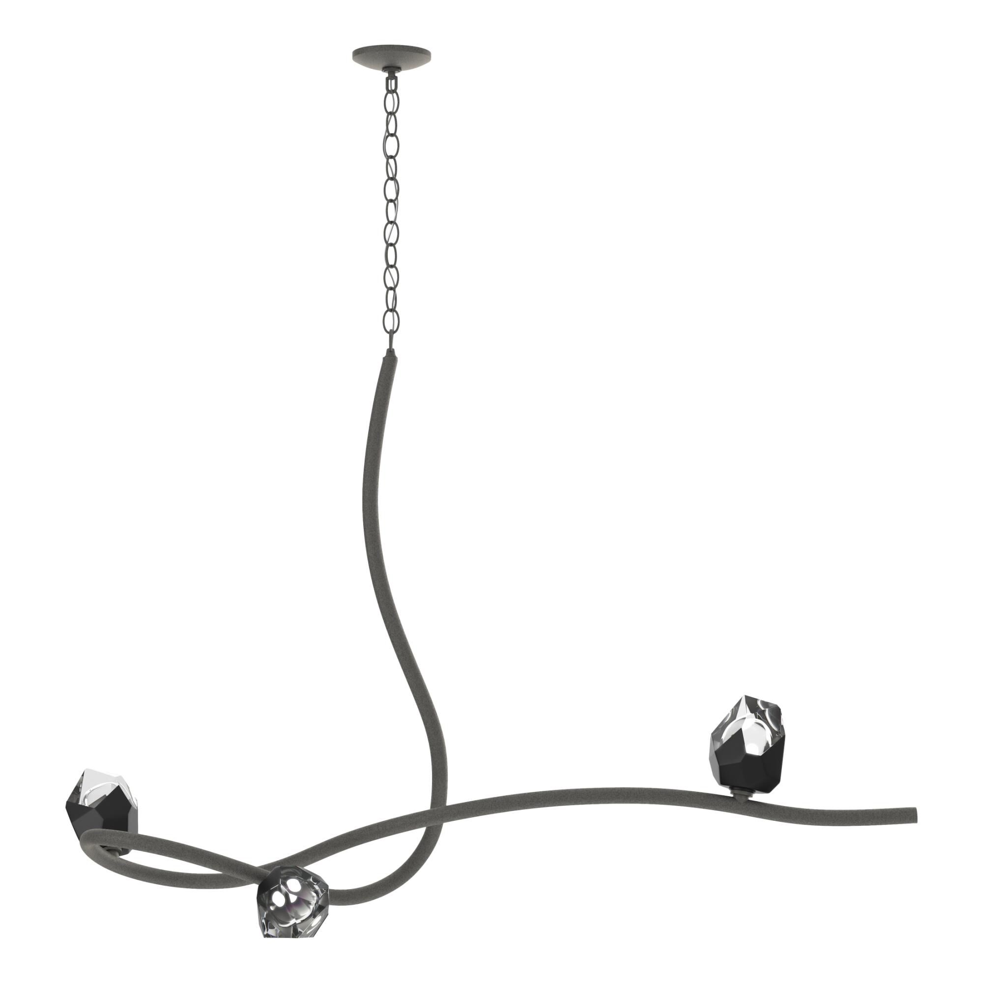 Shown in Natural Iron finish and Black Crystal glass