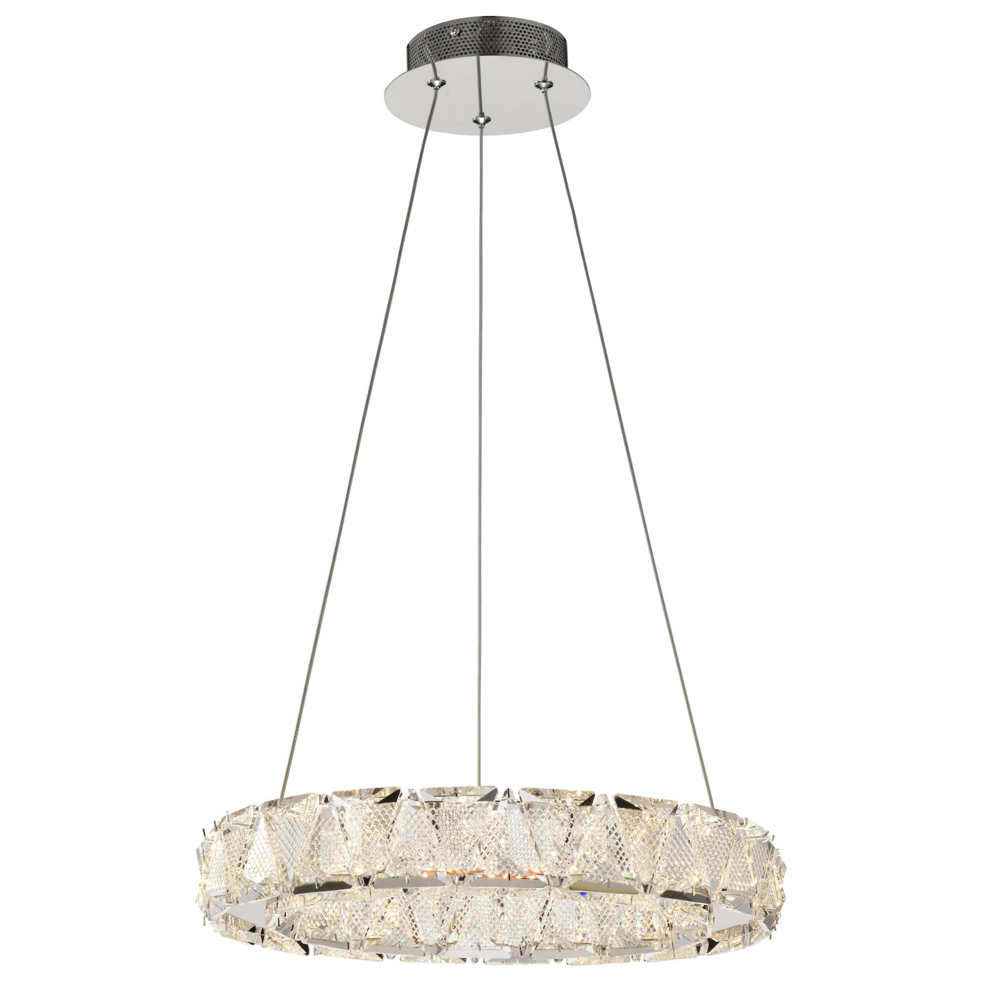 Shown in Polished Nickel finish and Clear K9 Crystal glass