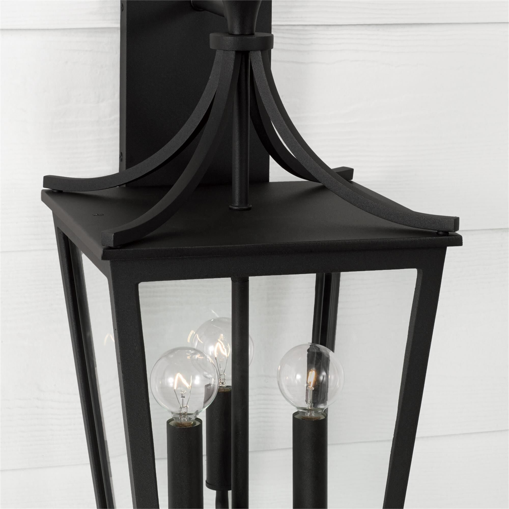 Shown in Black finish and Clear glass