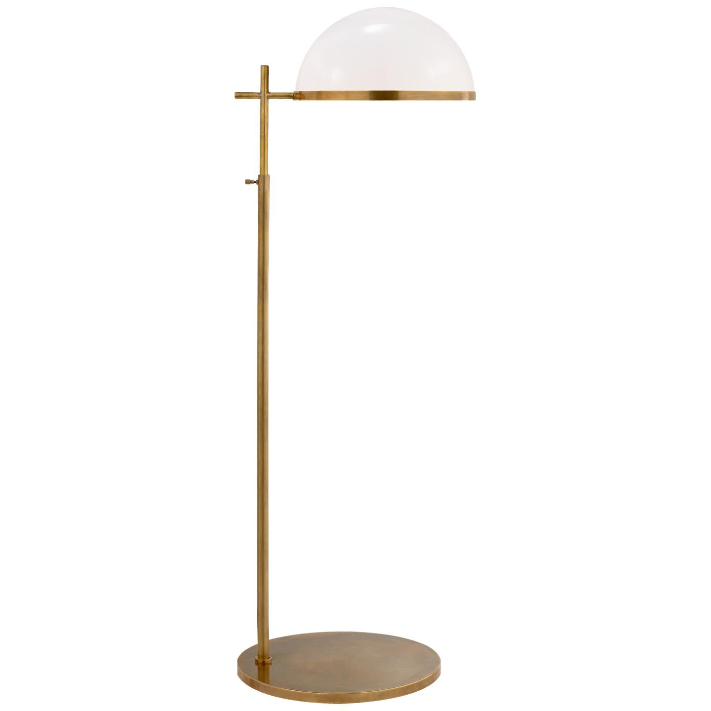Shown in Antique-Burnished Brass finish and White glass  shade