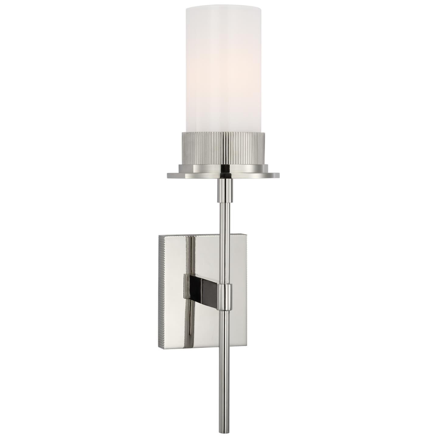 Shown in Polished Nickel finish and White glass