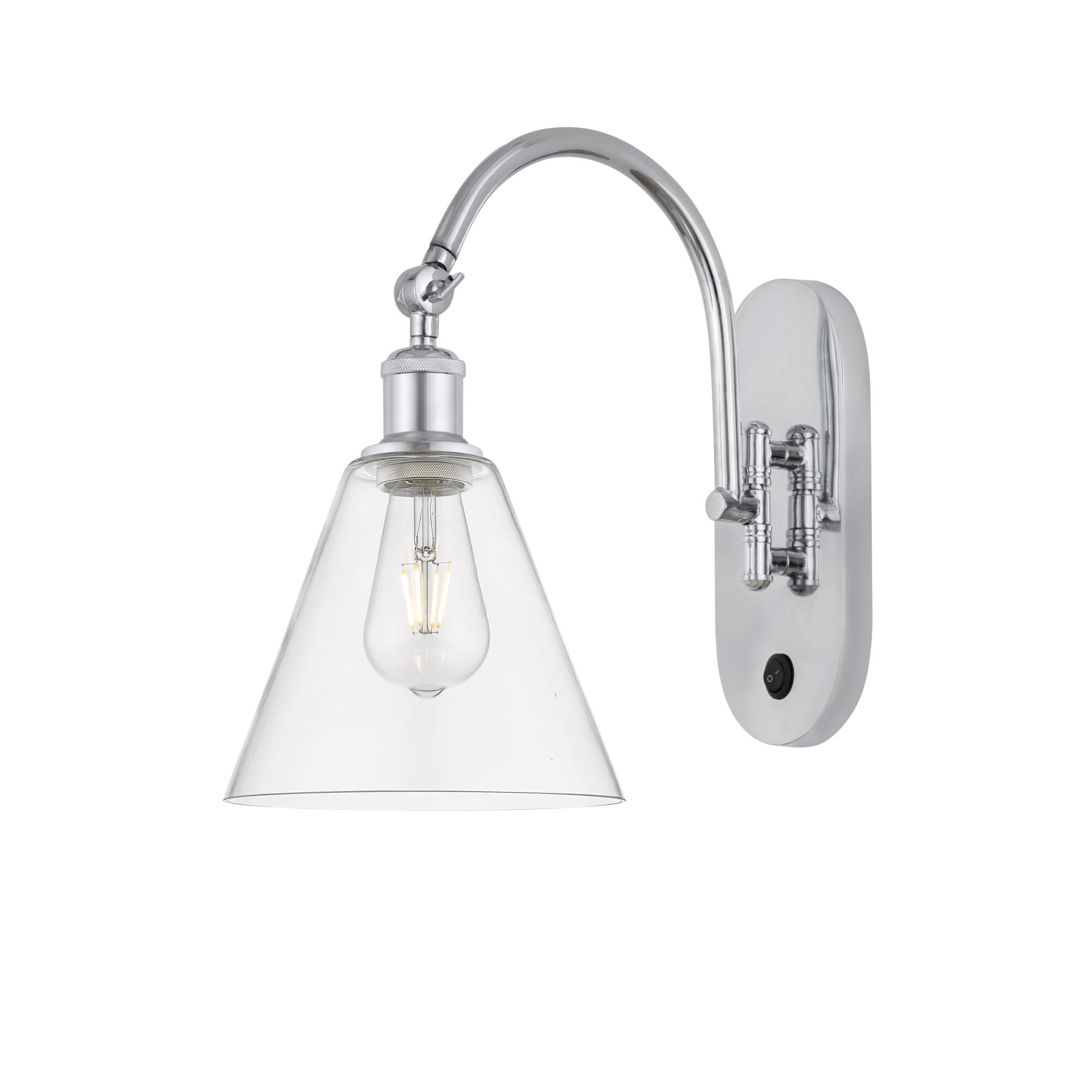 Shown in Polished Chrome finish and Clear glass