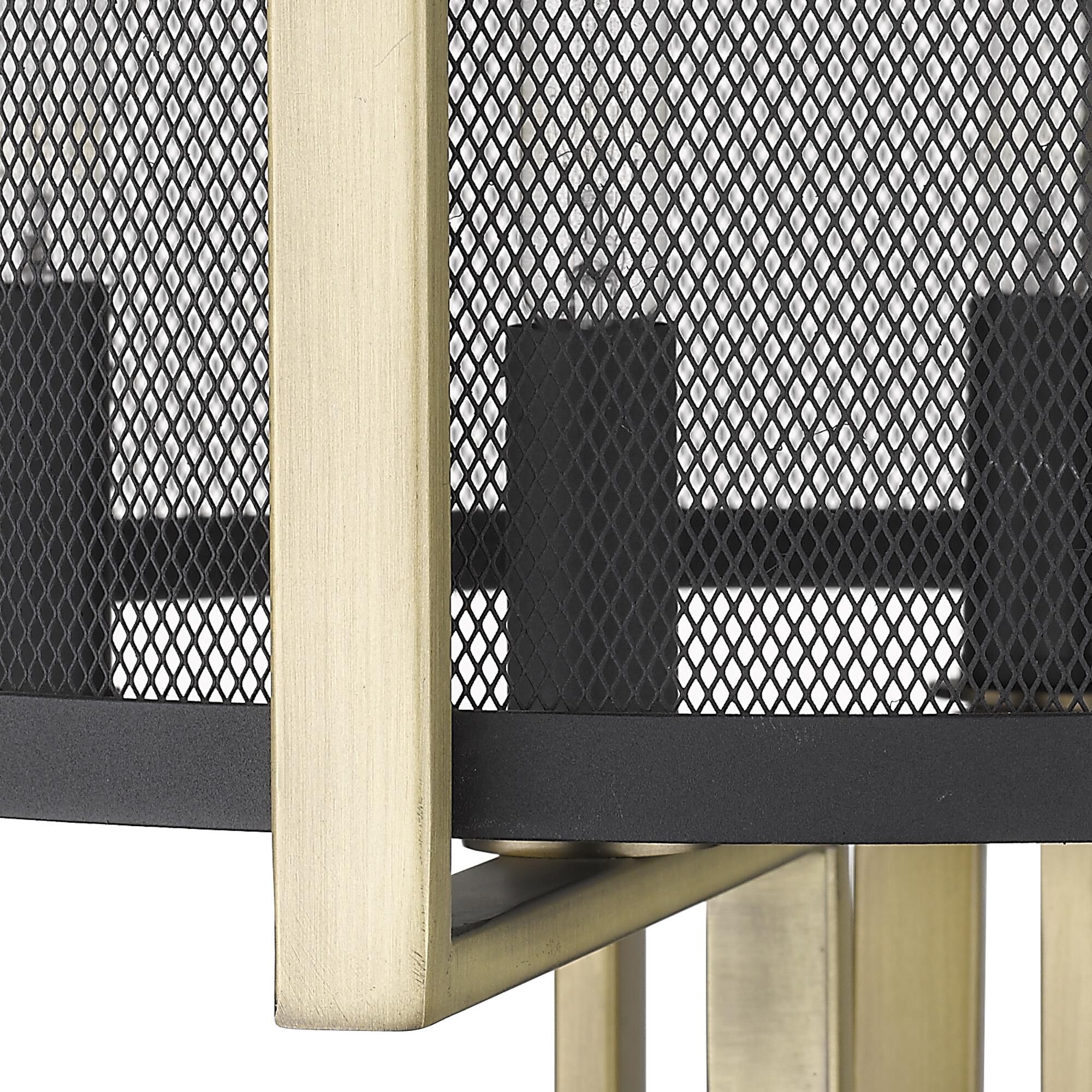 Shown in Matte Black finish and Black glass and Black Mesh Drum shade