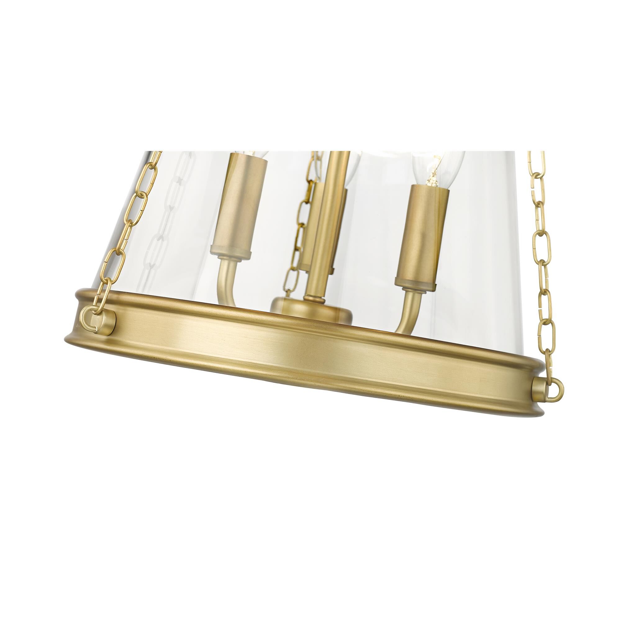 Shown in Rubbed Brass finish and Clear glass