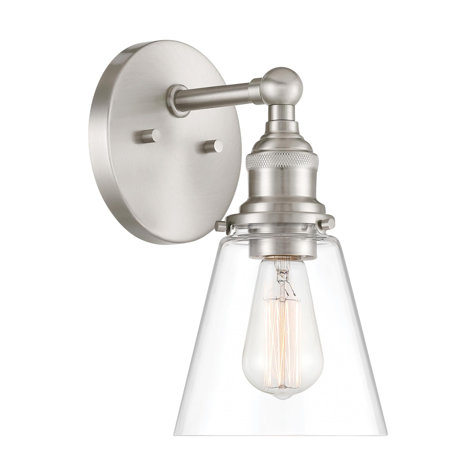 Shown in Brushed Nickel finish and Clear glass