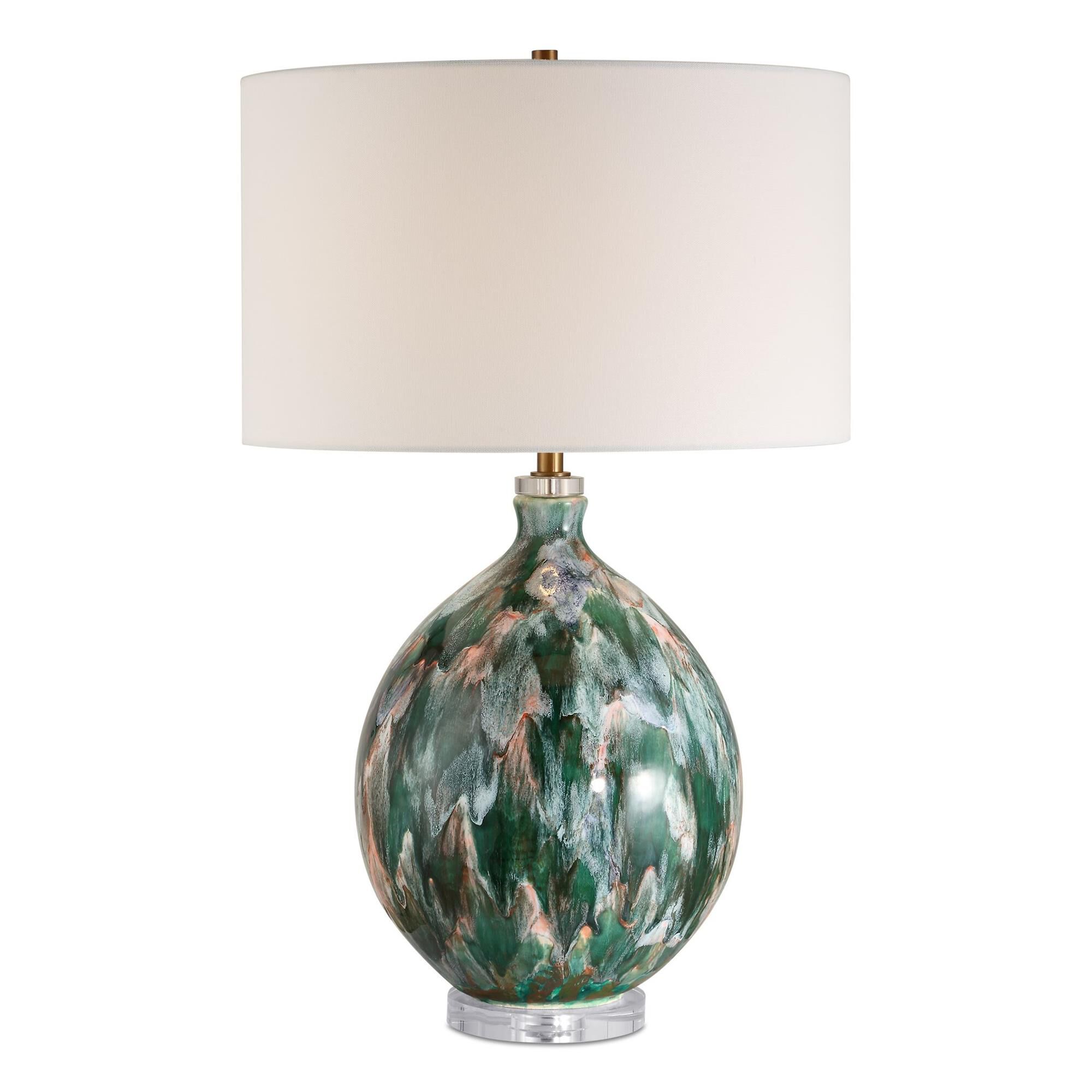 Shown in Blue, Green finish and Round Drum Hardback shade