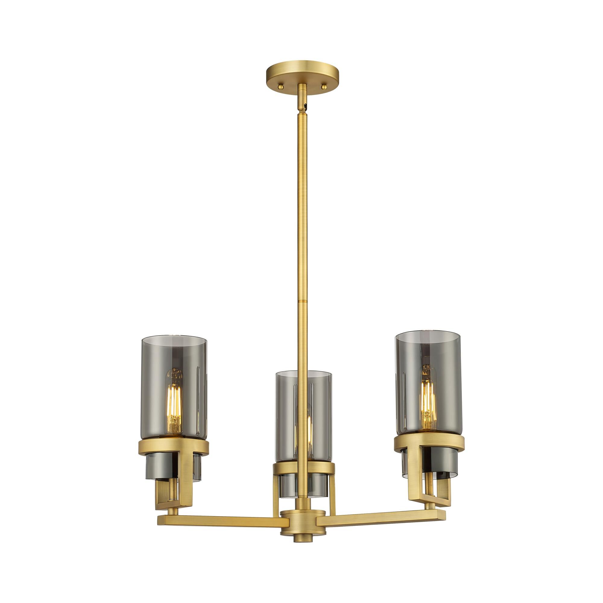 Shown in Brushed Brass finish and Plated Smoke glass