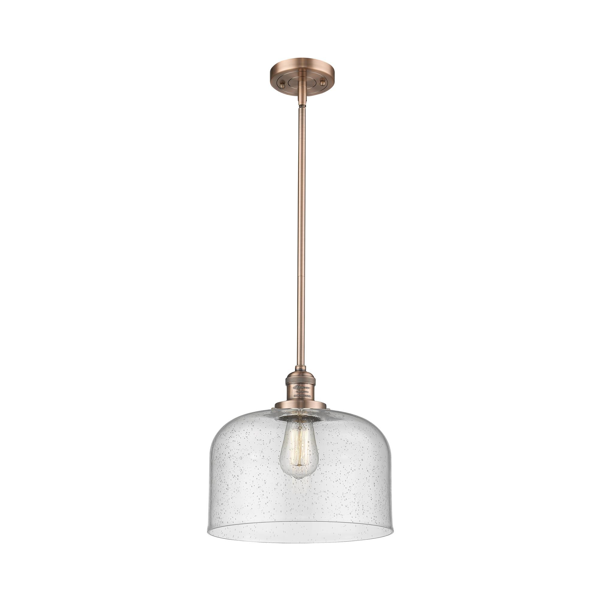 Shown in Antique Copper finish and Seedy glass