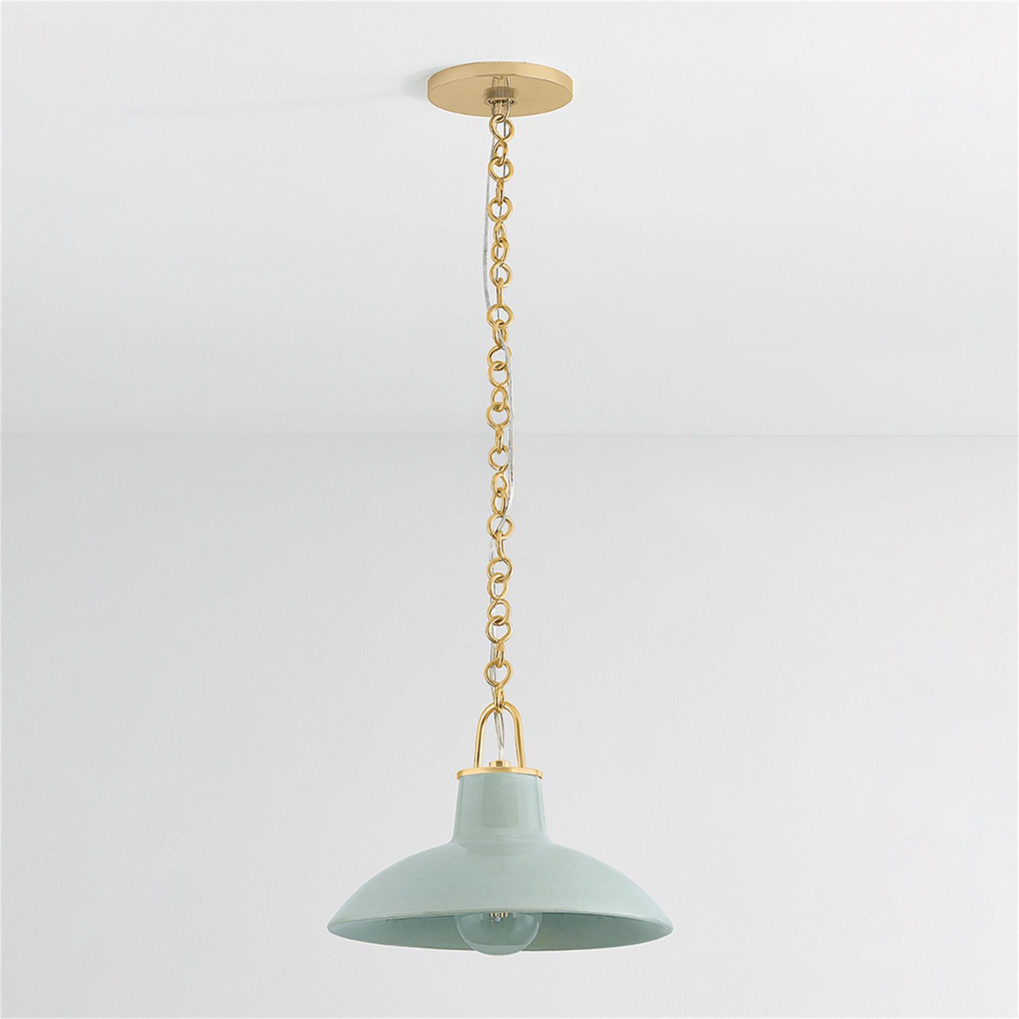 Shown in Aged Brass and Ceramic Moss Crackle finish