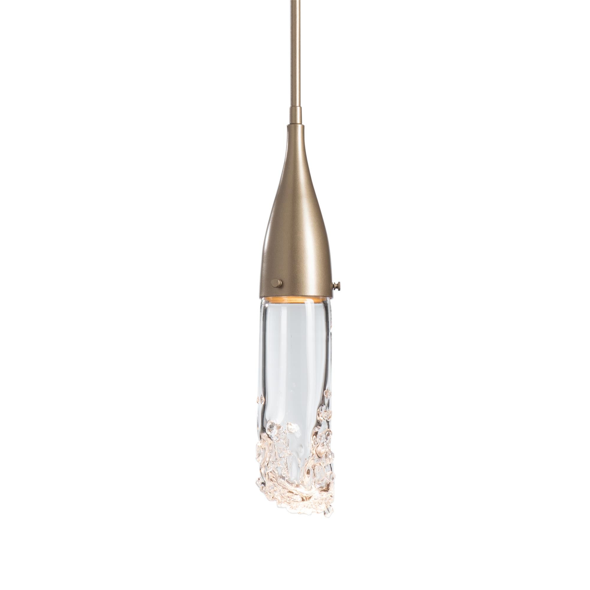 Shown in Soft Gold finish and Clear glass