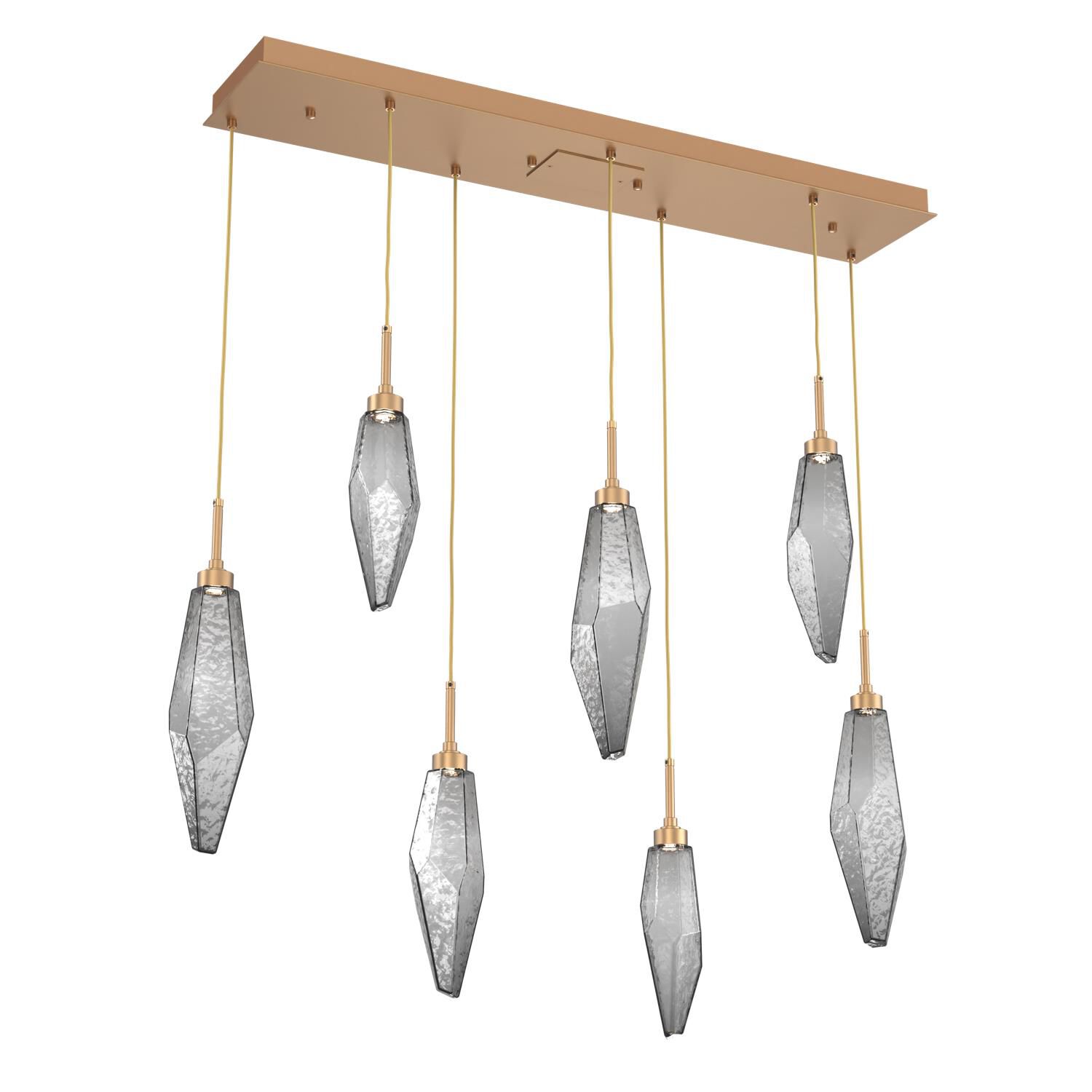 Shown in Novel Brass finish and Chilled Blown And Smoke glass