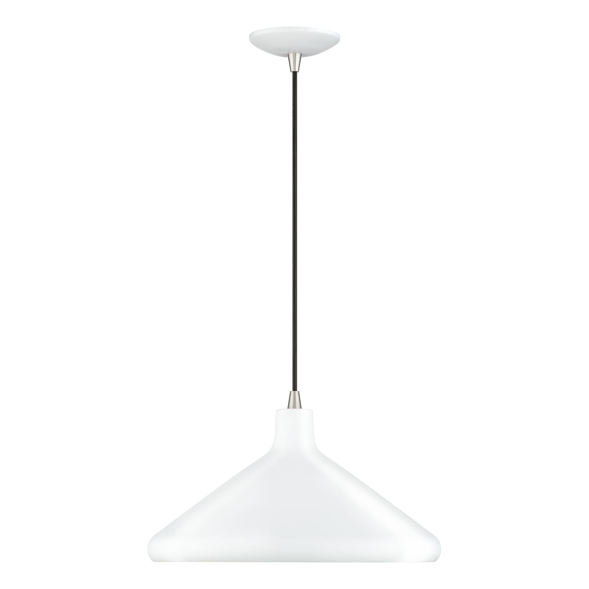 Shown in White with Brushed Nickel Accents finish and White Aluminum with Gold Inside shade