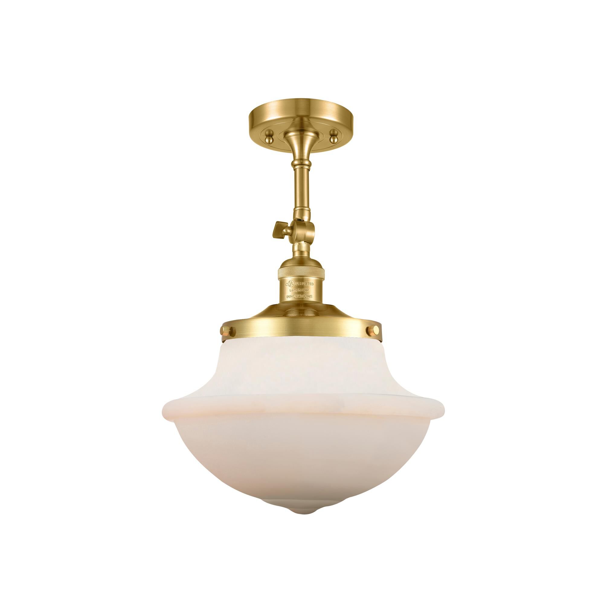 Shown in Satin Gold finish and Matte White Cased Large Oxford glass