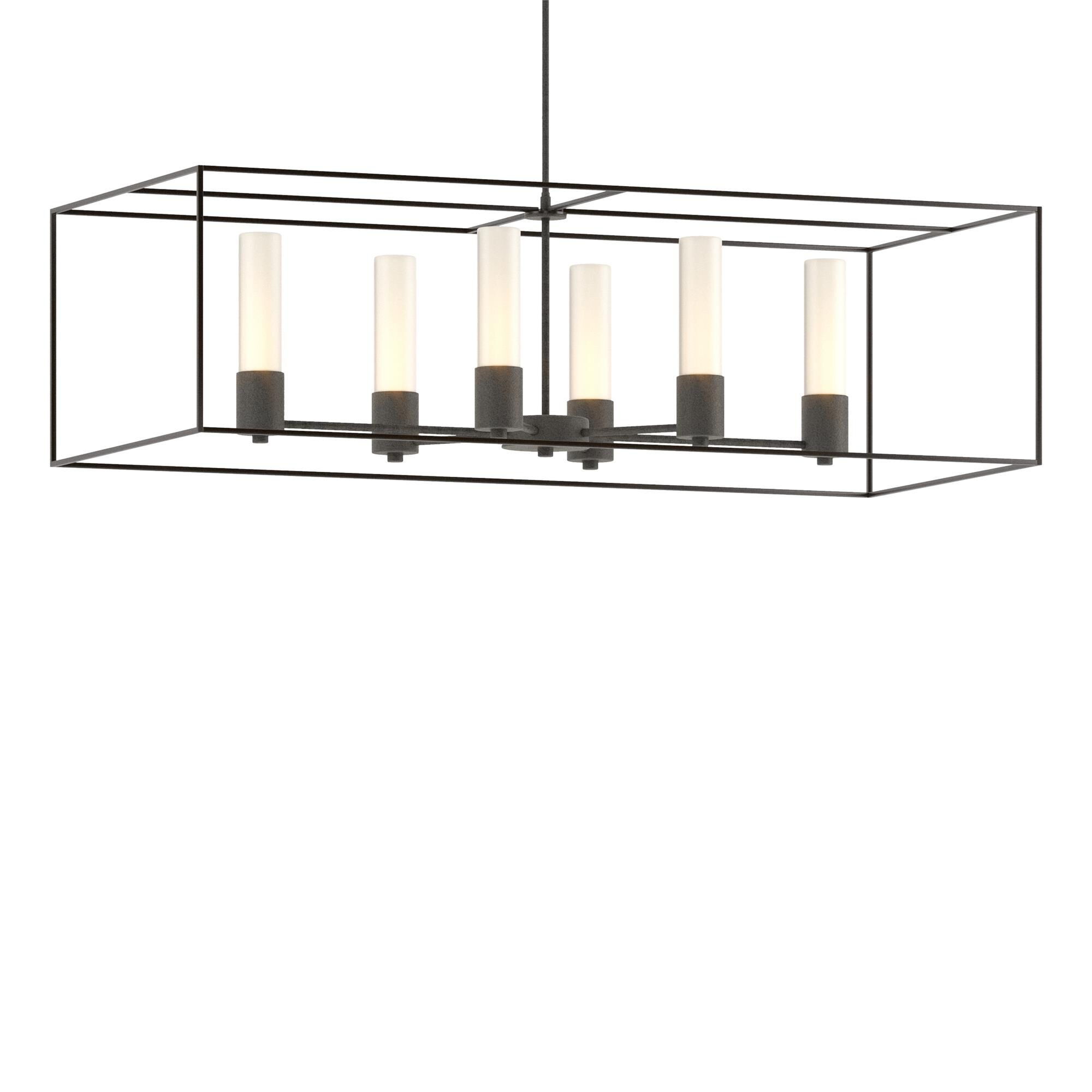 Shown in Natural Iron finish and Opal glass and Oil Rubbed Bronze accent