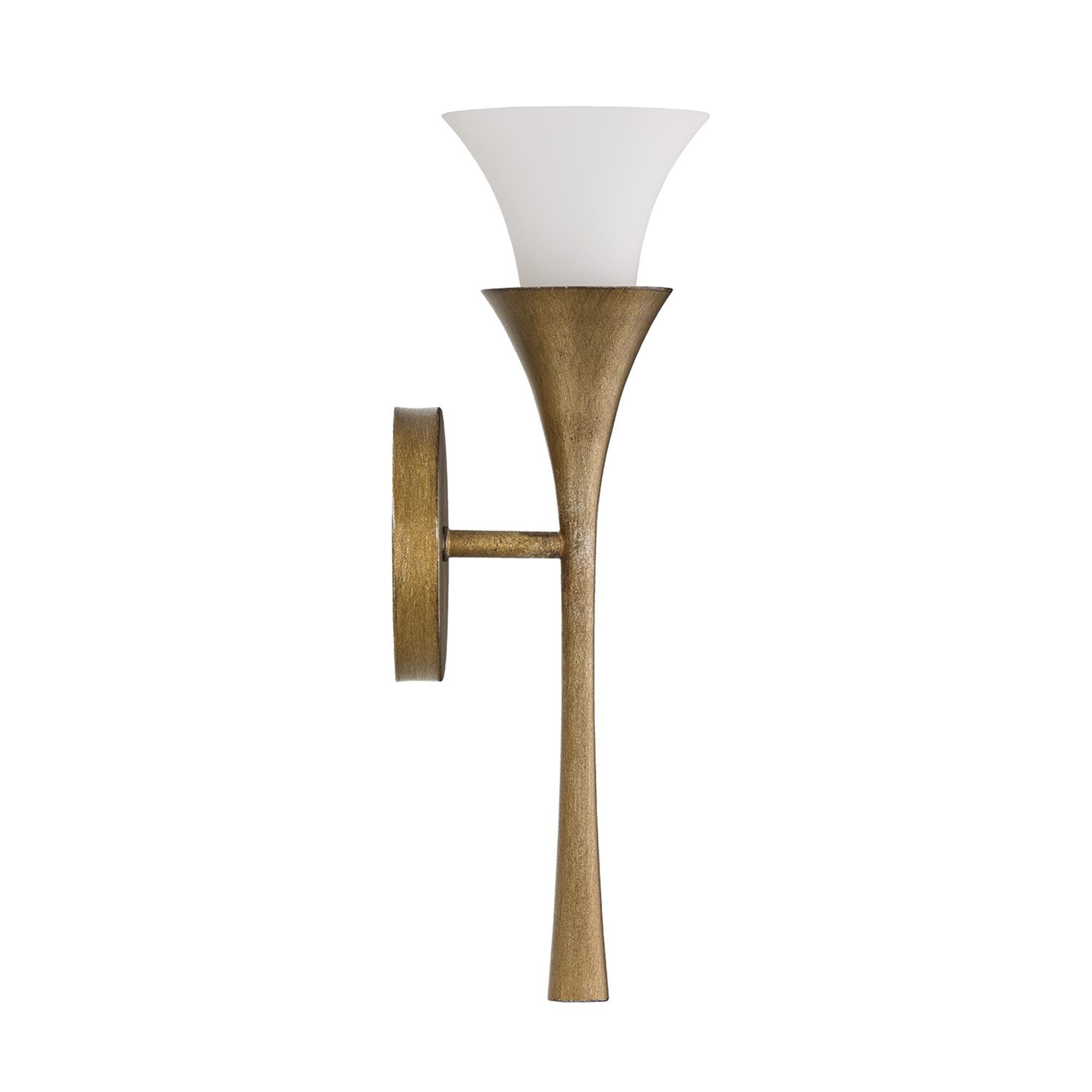 Shown in Mystic Luster finish and Soft White glass